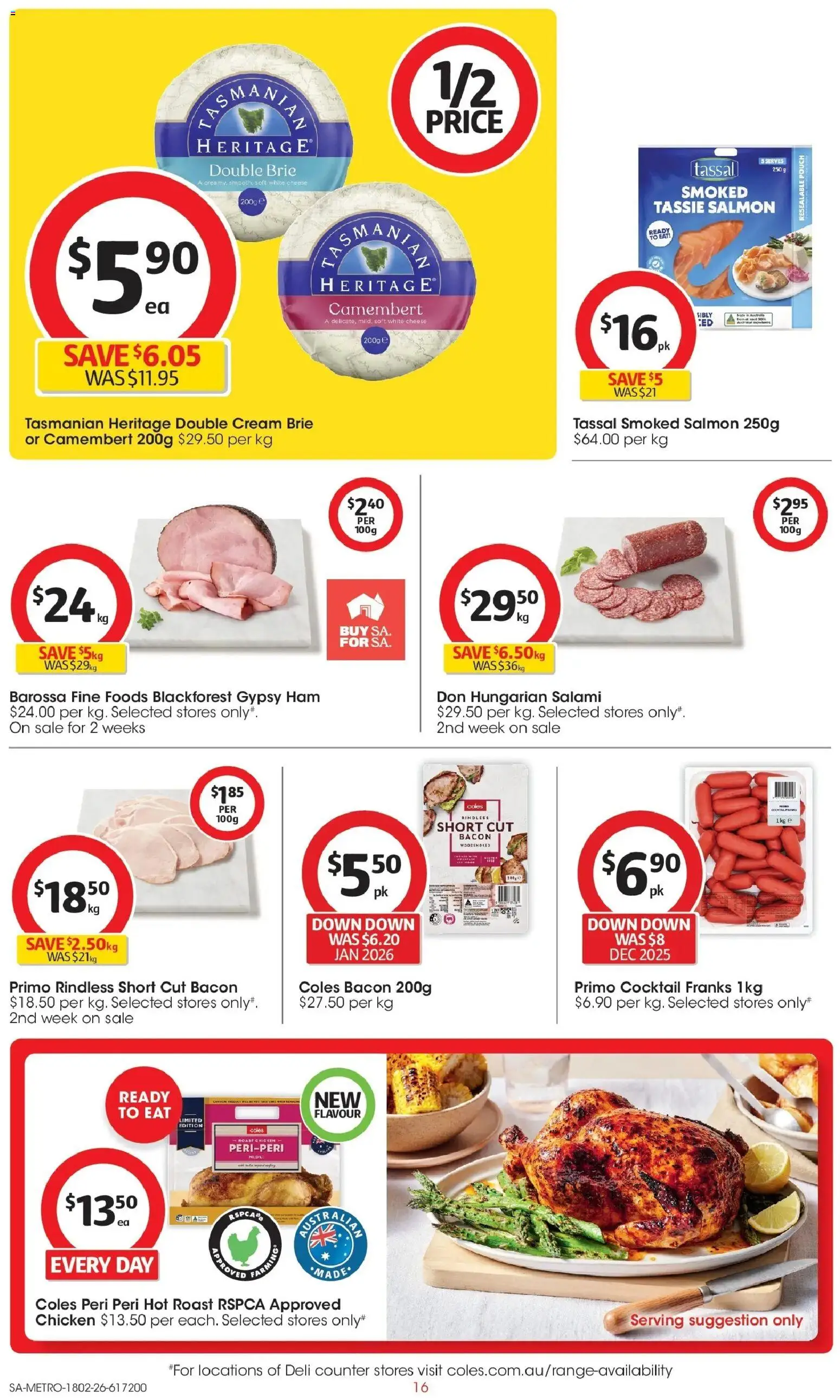 Coles catalogue - valid from 18.02.2026 | Page: 16 | Products: Salami, Chicken, Cream, Salmon
