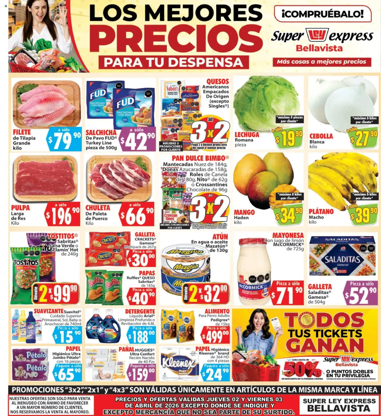 Nuevas ofertas de Casa Ley válidas en toda la República Mexicana desde el 02.04.2026. ¡Encuentra las mejores ofertas en Casa Ley folleto Super express! | Página: 1 | Productos: Cebolla, Plátano, Paleta, Limón