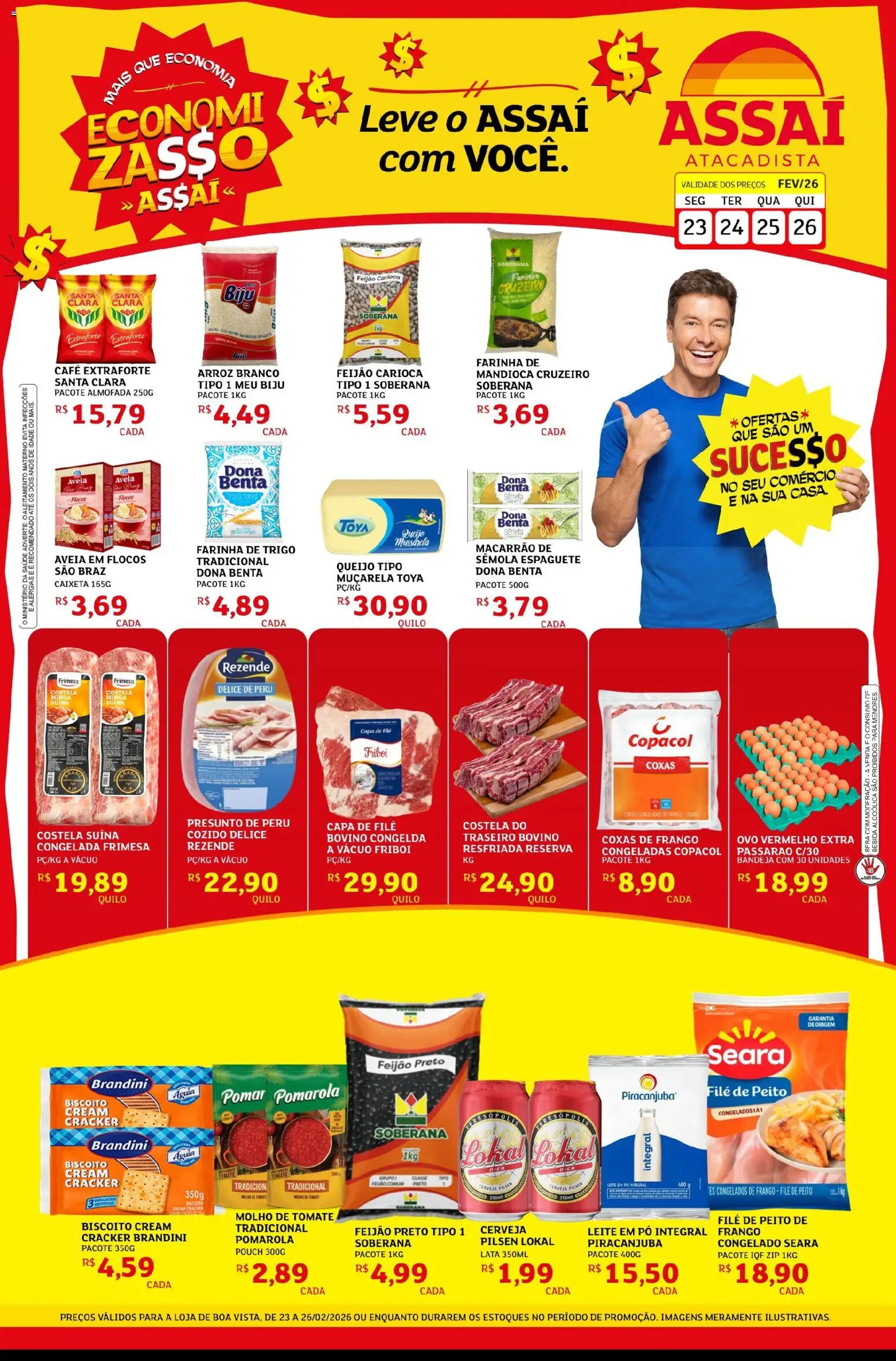 Assaí Atacadista Folheto - válido de 23.02.2026 | Página: 1 | Produtos: Feijão, Café, Presunto, Cerveja