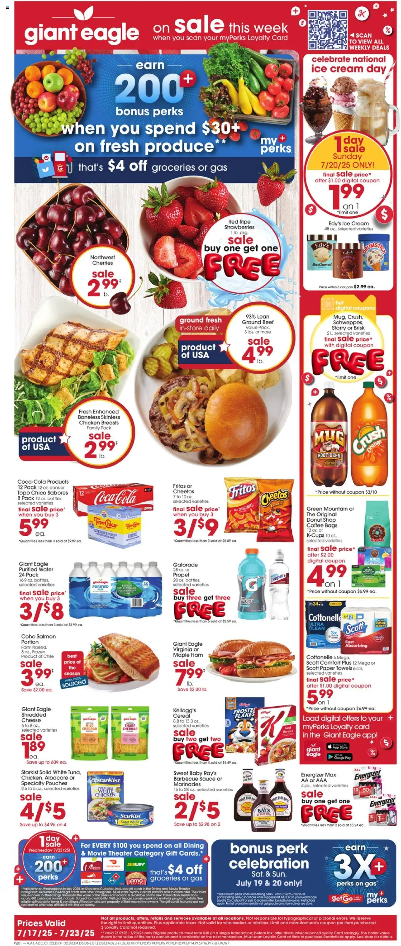 Giant Eagle - Weekly Sale - valid from 17.07.2025 | Page: 1 | Products: Chocolate, Beef, Strawberries, Cream