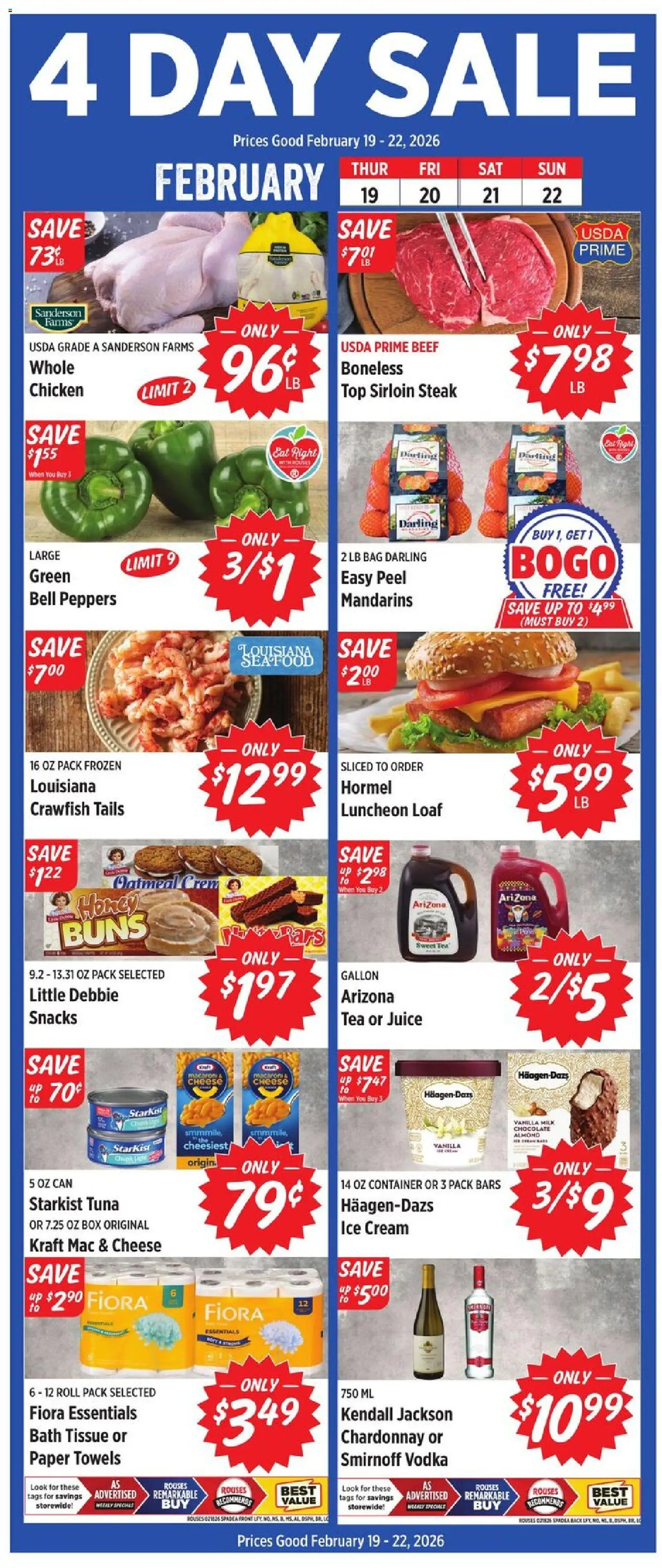 Rouses Weekly Ad - LA - valid from 18.02.2026 | Page: 2 | Products: Milk, Juice, Vodka, Bag