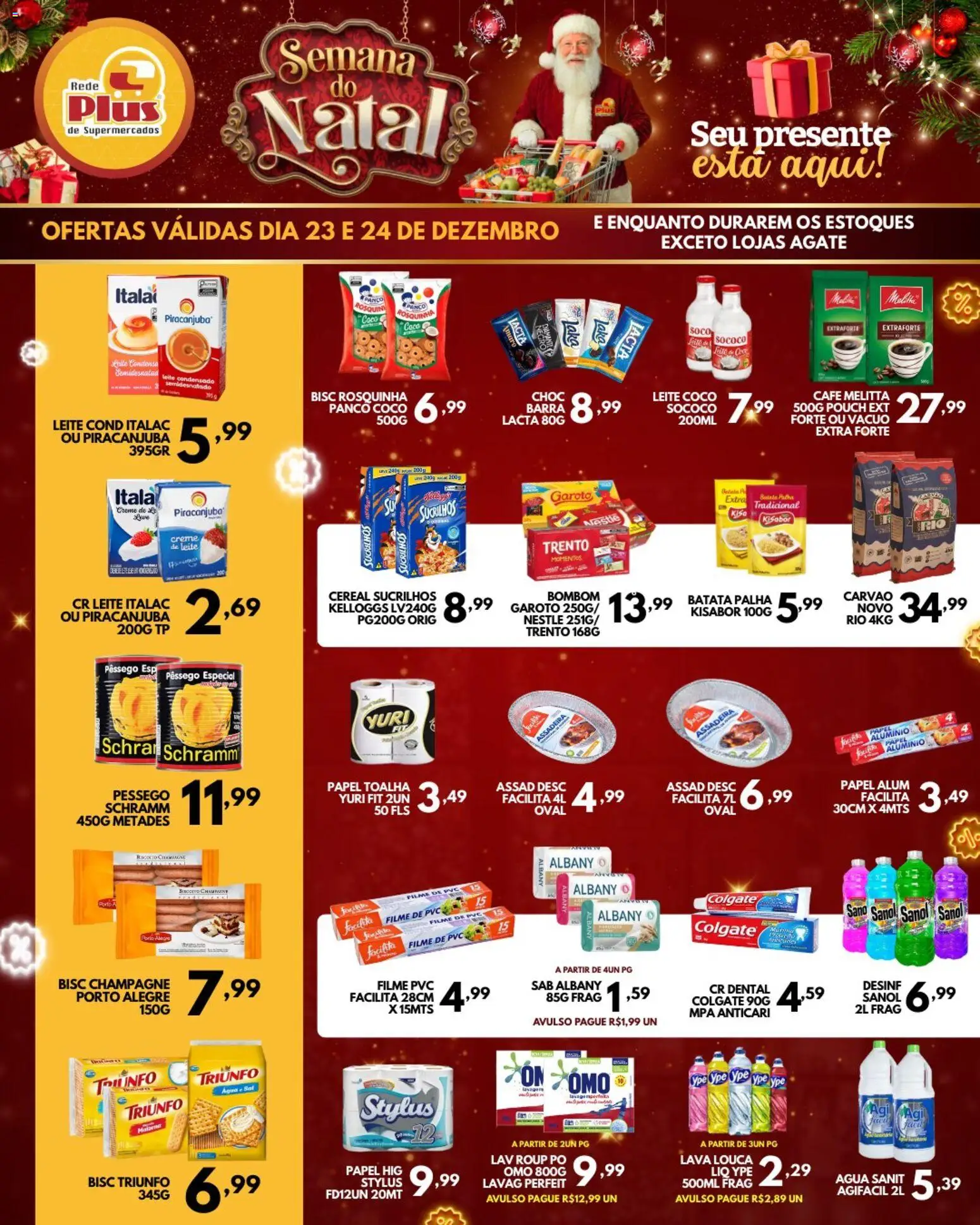 Rede Plus Supermercados Folheto - válido de 23.12.2025 | Página: 4 | Produtos: Leite, Sucrilhos, Batata palha, Assadeira
