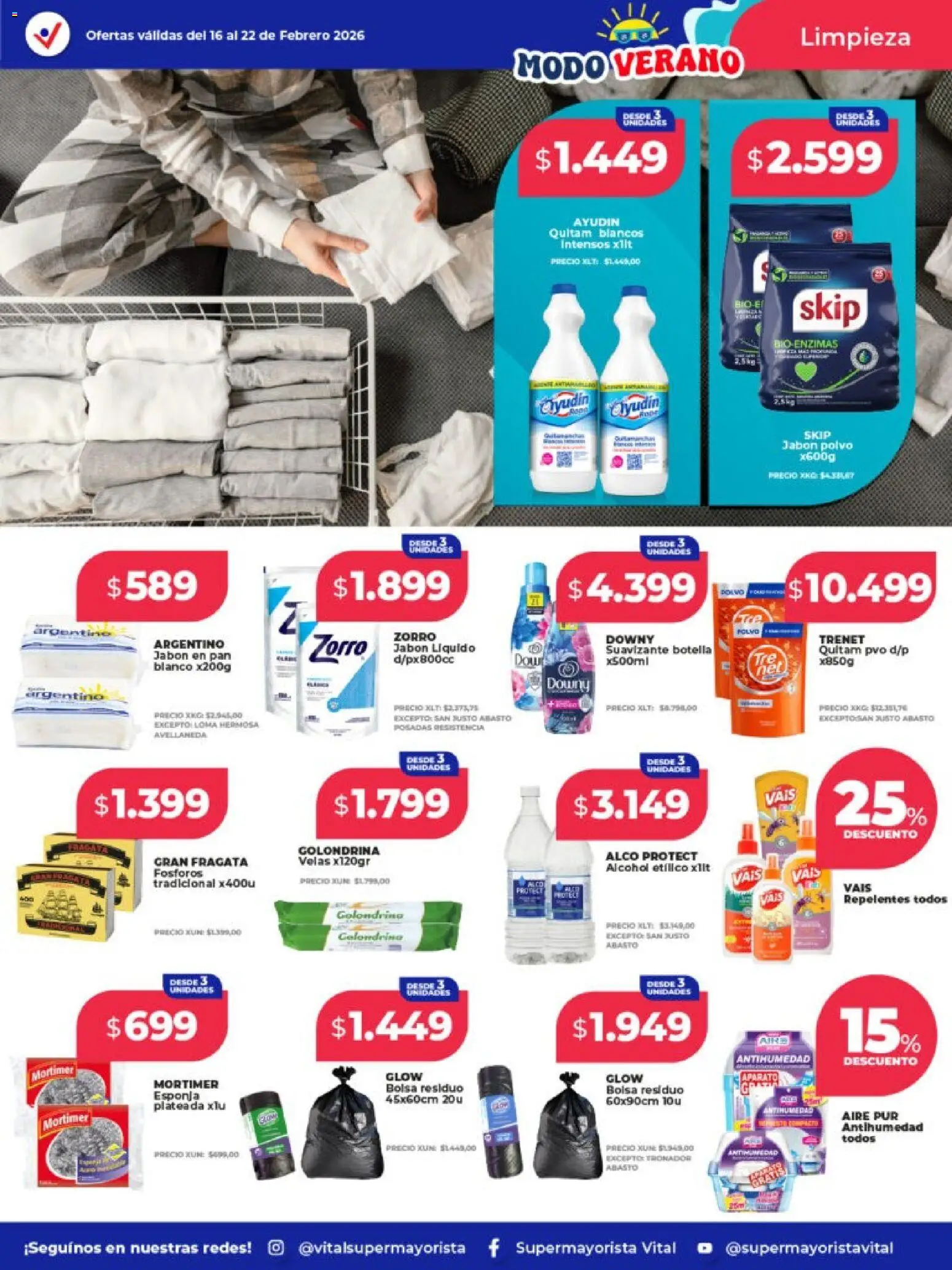 Vital - Ofertas │ válido desde el 16.02.2026 | Página: 5 | Productos: Fósforos, Bolsa, Jabón, Suavizante