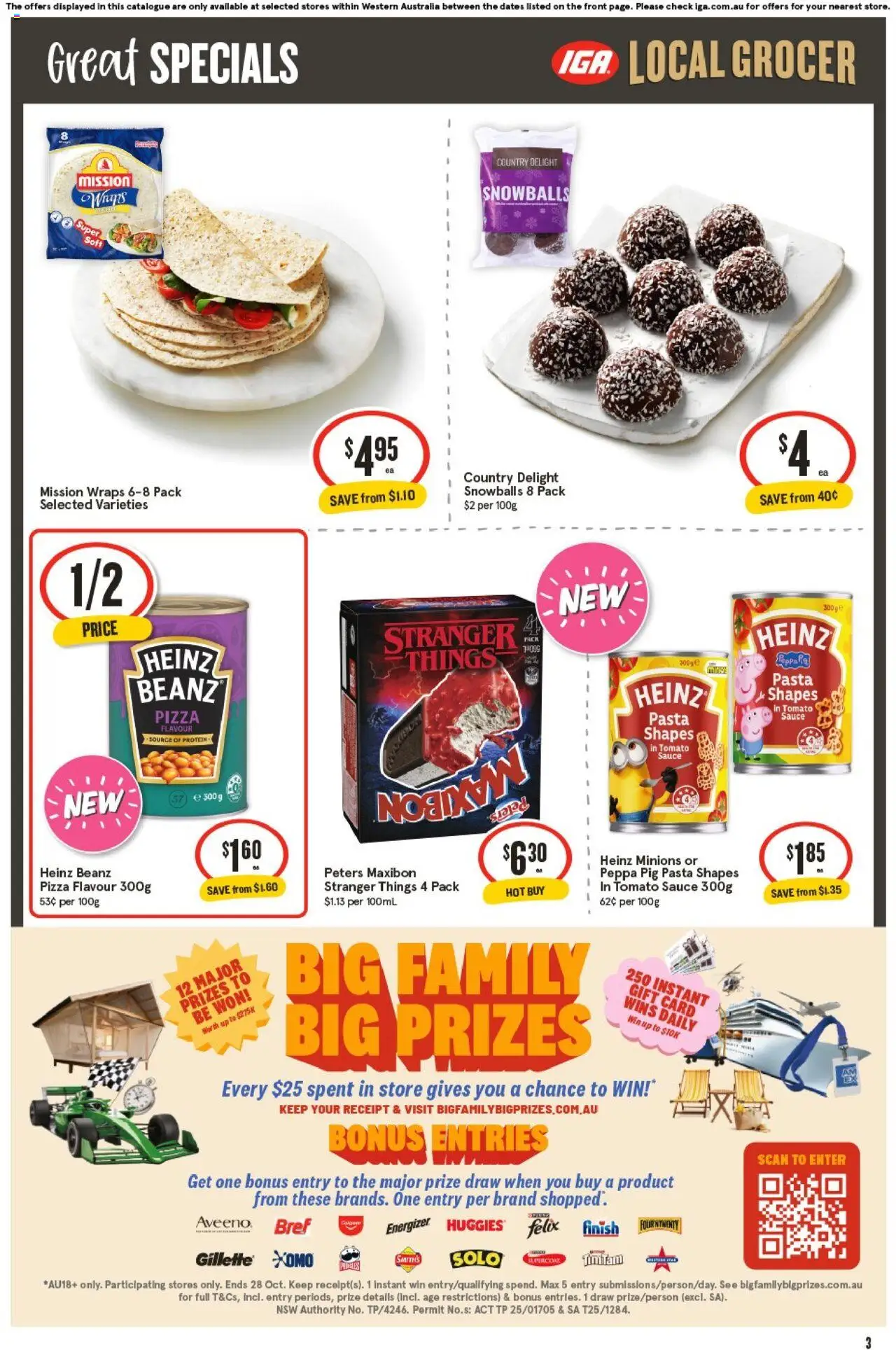 IGA catalogue - valid from 22.10.2025 | Page: 3 | Products: Pizza, Pasta, Sauce