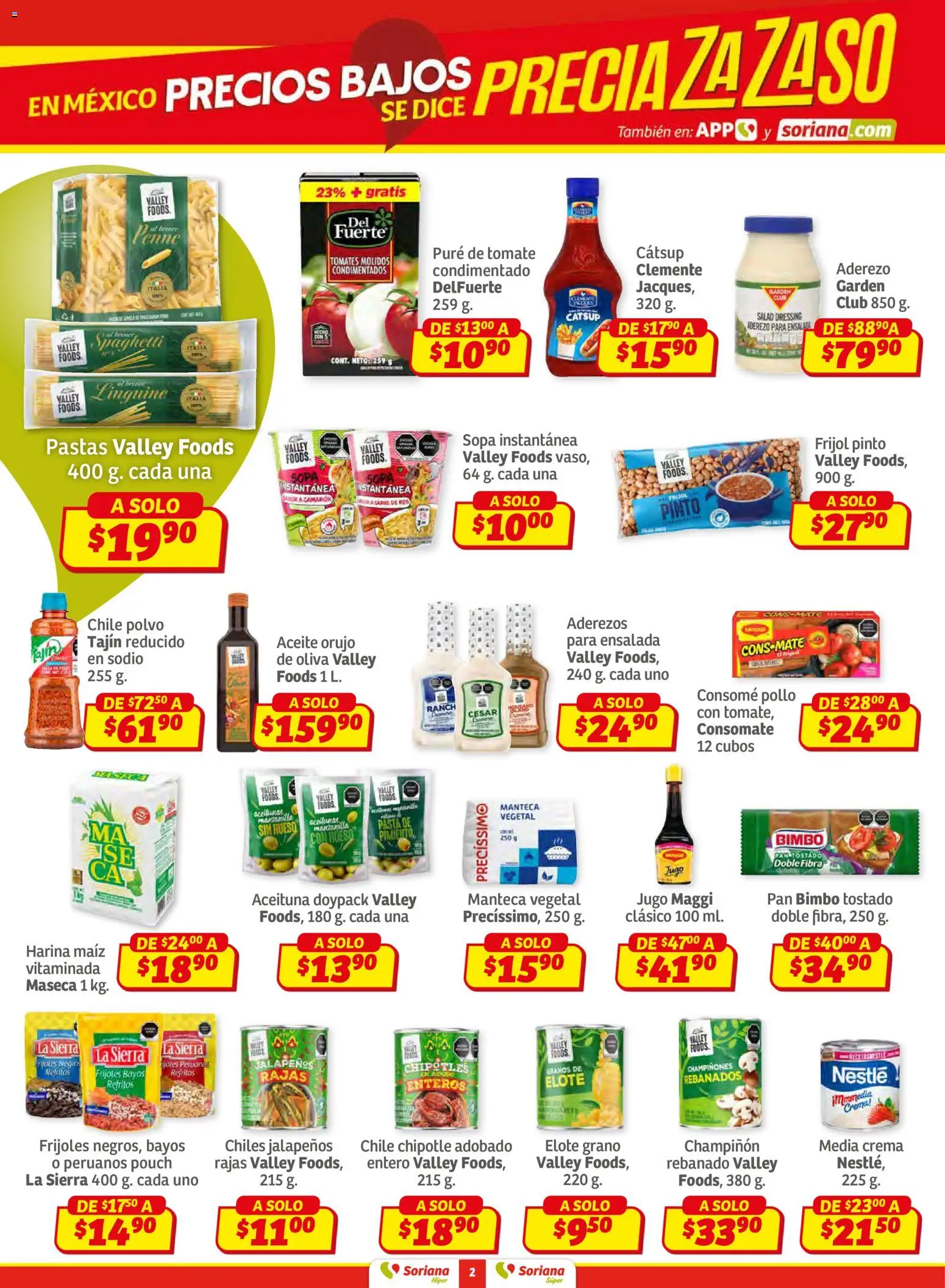 Nuevas ofertas de Soriana válidas en toda la República Mexicana desde el 12.02.2026. ¡Encuentra las mejores ofertas en Soriana - Preciazazaso Súper: Chih, Coah, Dur, NL, SLP, Tamps, Zac! | Página: 2 | Productos: Crema, Pasta, Ensalada, Sierra