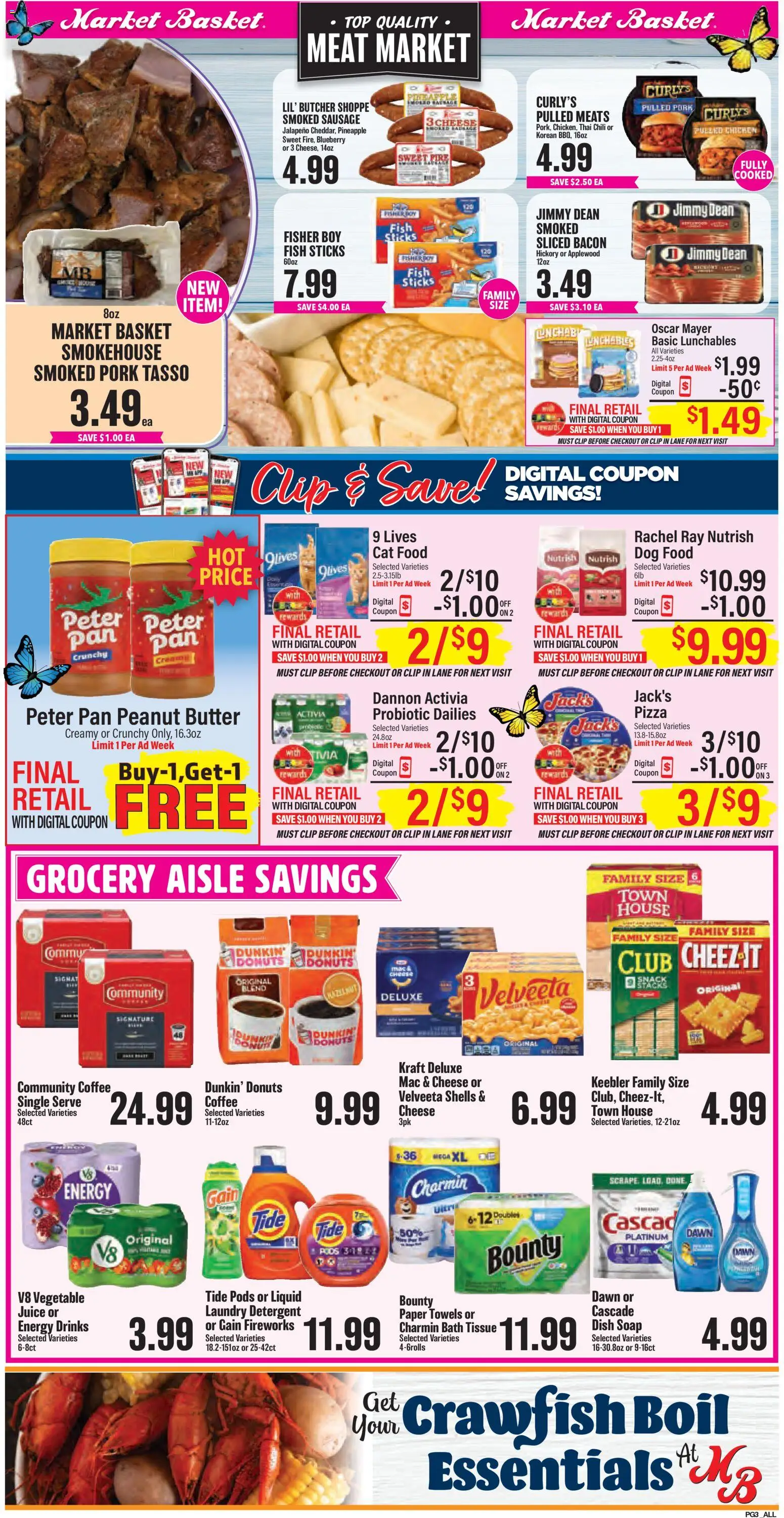 Market Basket Weekly Ad - valid from 25.02.2026 | Page: 3 | Products: Basket, Butter, Detergent, Sausage