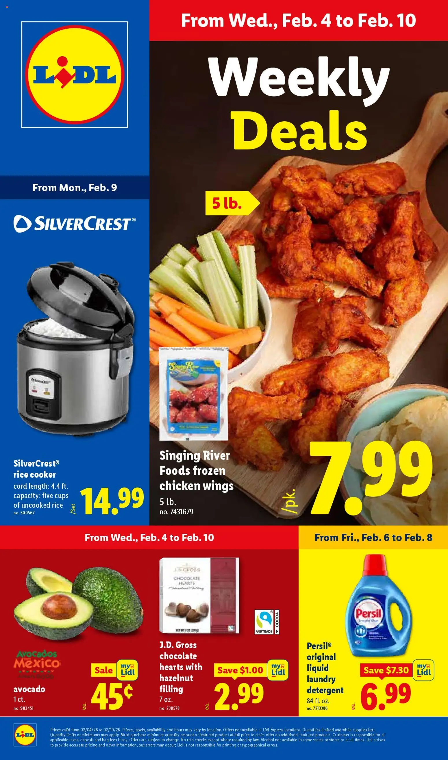 Lidl Weekly Ad - valid from 04.02.2026 | Page: 1 | Products: Cooker, Chocolate, Detergent, Avocado