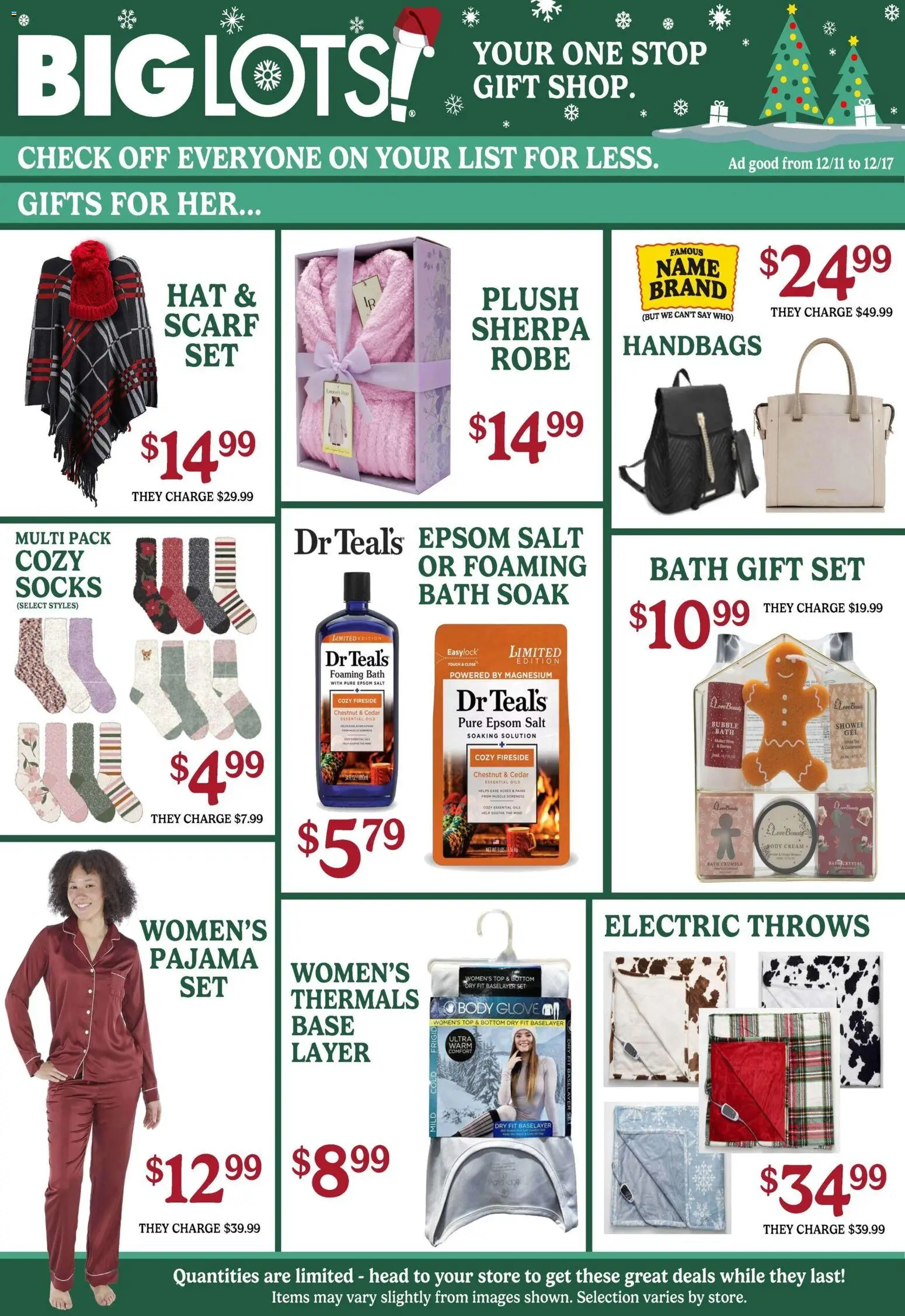 Big Lots Weekly Ad - valid from 11.12.2025 | Page: 1 | Products: Bath Soak, Epsom Salt, Salt, Scarf