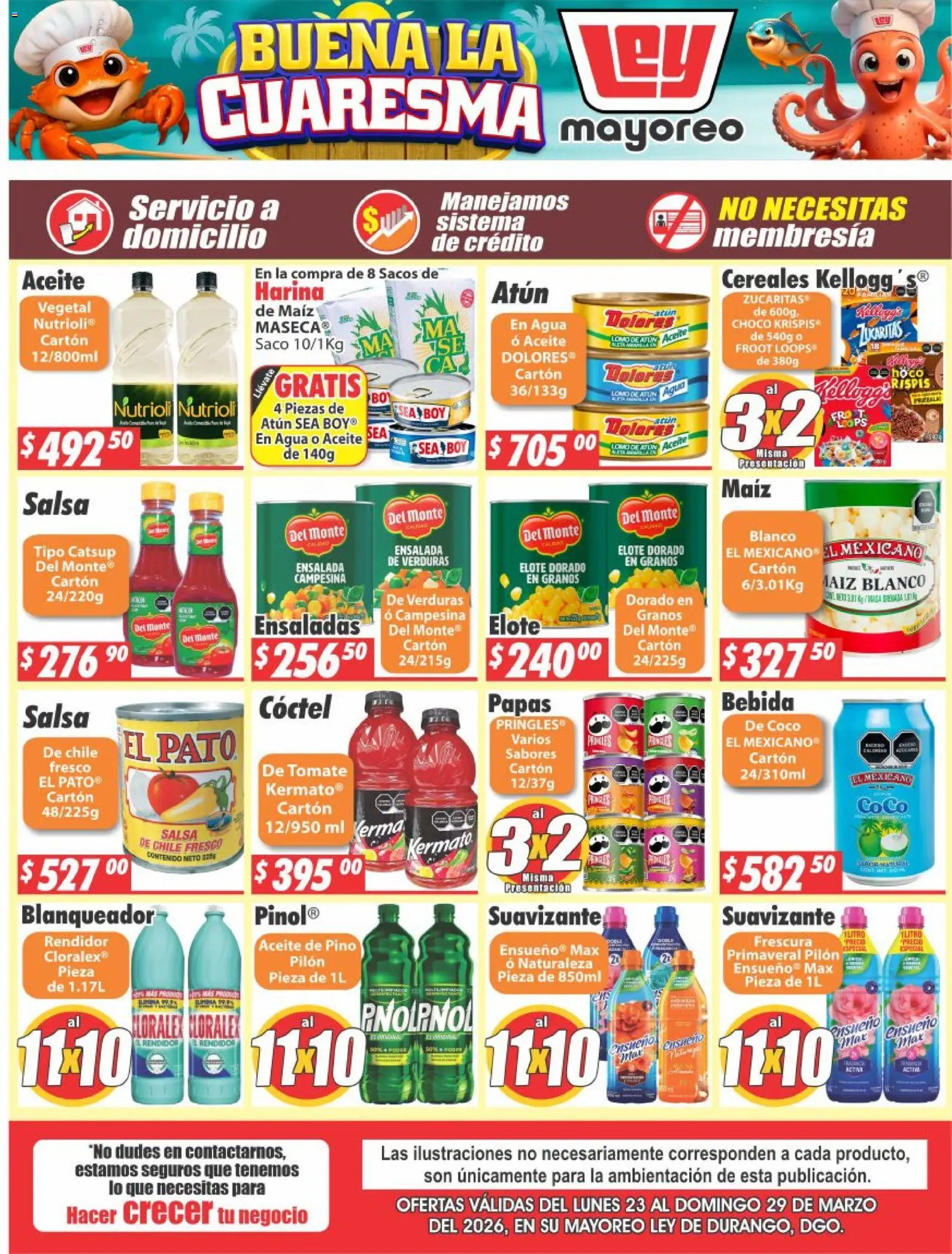 Nuevas ofertas de Casa Ley válidas en toda la República Mexicana desde el 23.03.2026. ¡Encuentra las mejores ofertas en Casa Ley folleto Durango! | Página: 2 | Productos: Harina, Atún, Agua, Cereales