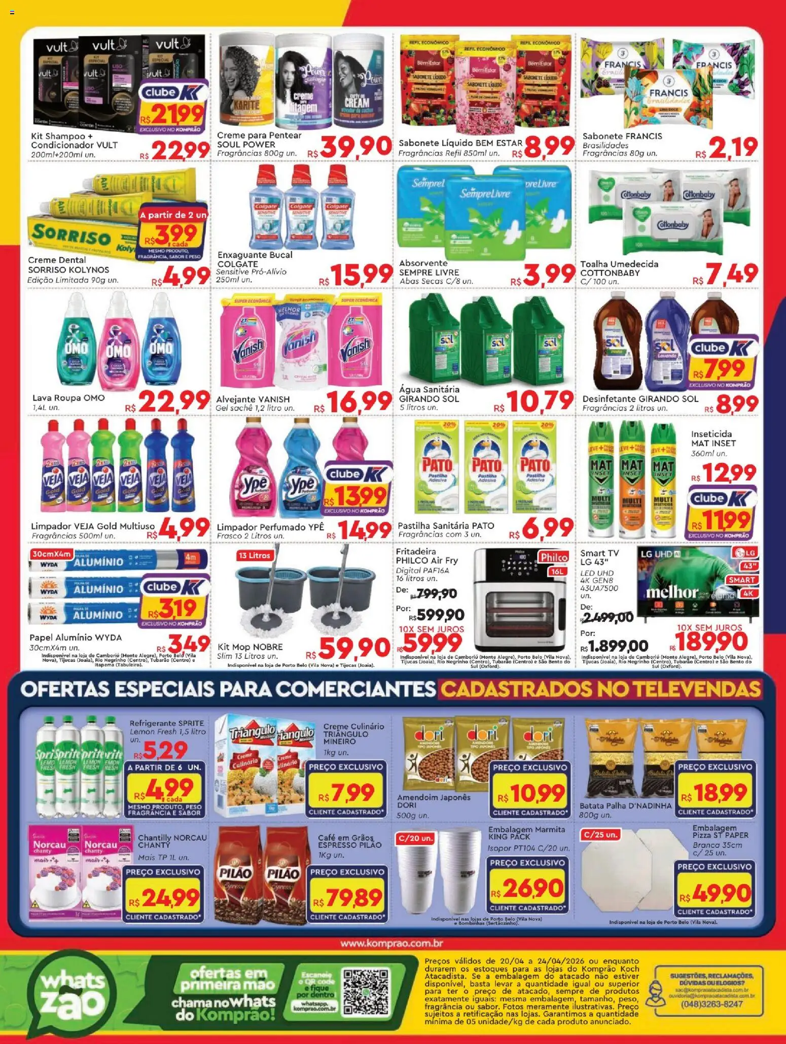 Komprao Atacadista Folheto - válido de 20.04.2026 | Página: 4 | Produtos: Sabonete, Batata, Inseticida, Água sanitária