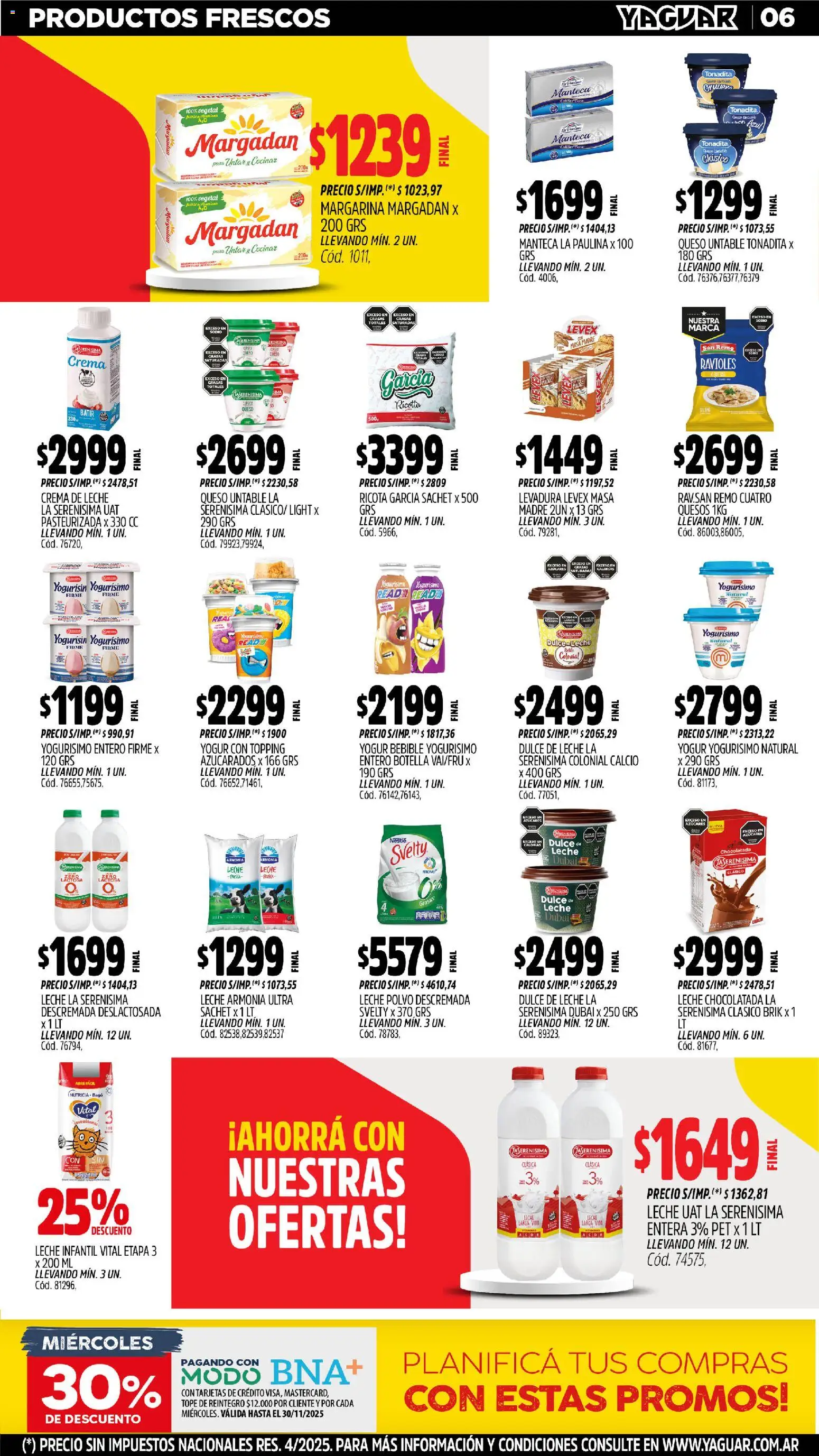 Yaguar - Santa Fe │ válido desde el 17.11.2025 | Página: 6 | Productos: Polvo, Manteca, Yogur, Ravioles