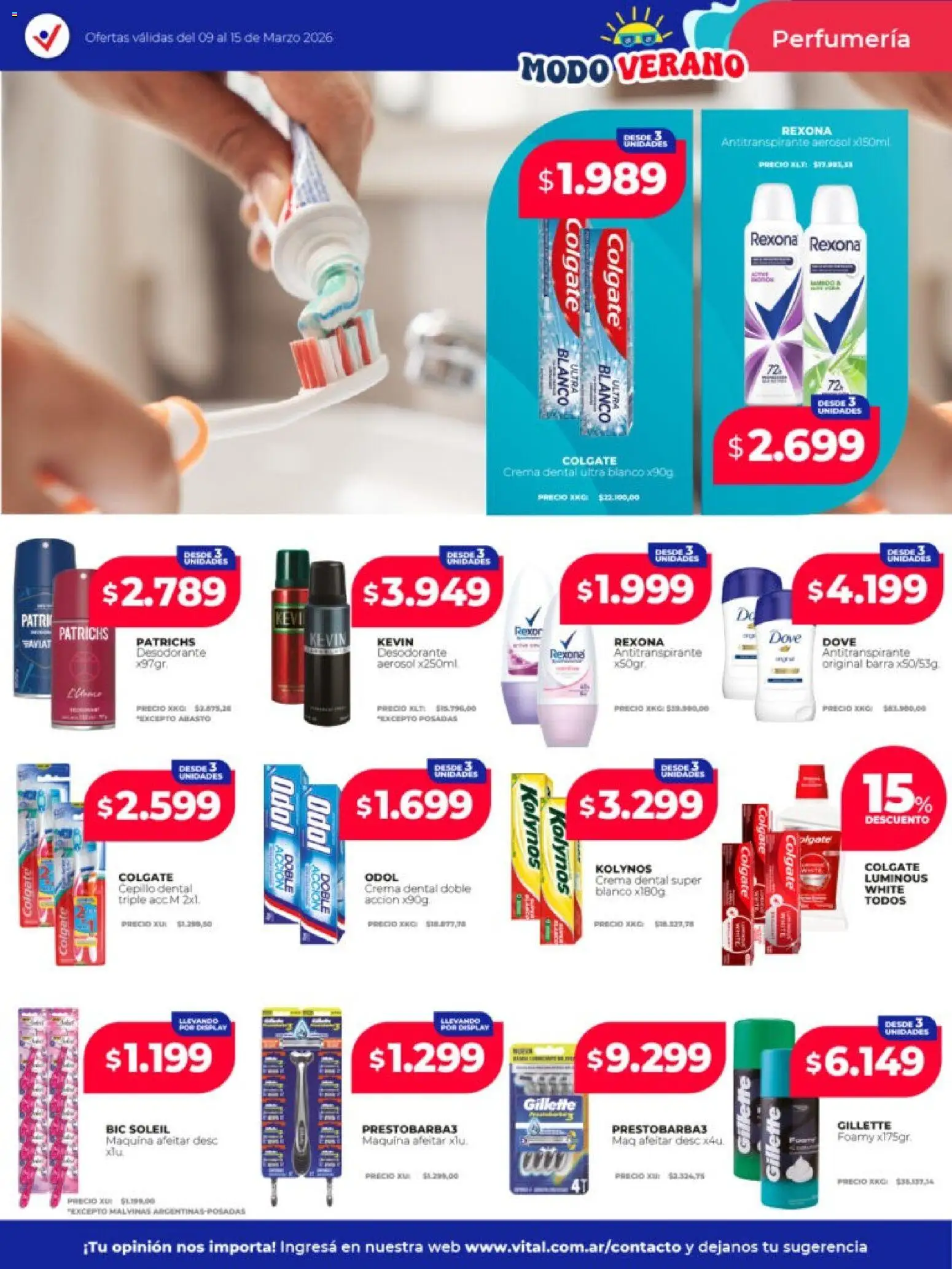 Vital - Ofertas -  Resistencia │ válido desde el 09.03.2026 | Página: 3 | Productos: Cepillo, Desodorante, Antitranspirante, Crema
