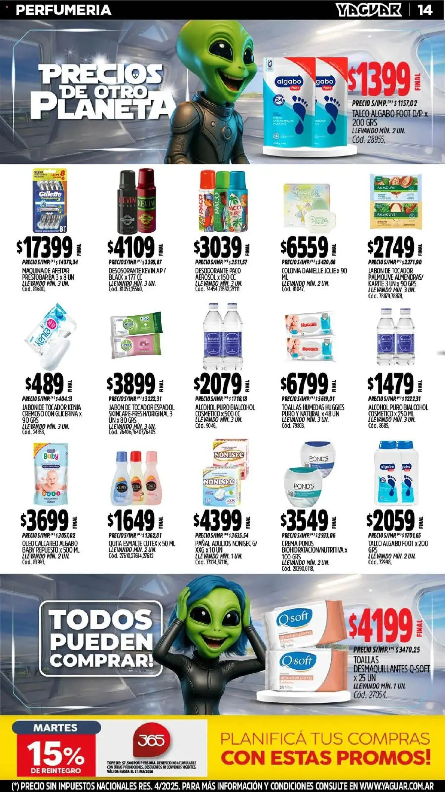 Yaguar - Oferta Semanal Jujuy │ válido desde el 02.03.2026 | Página: 14 | Productos: Toallas, Jabón, Desodorante, Crema