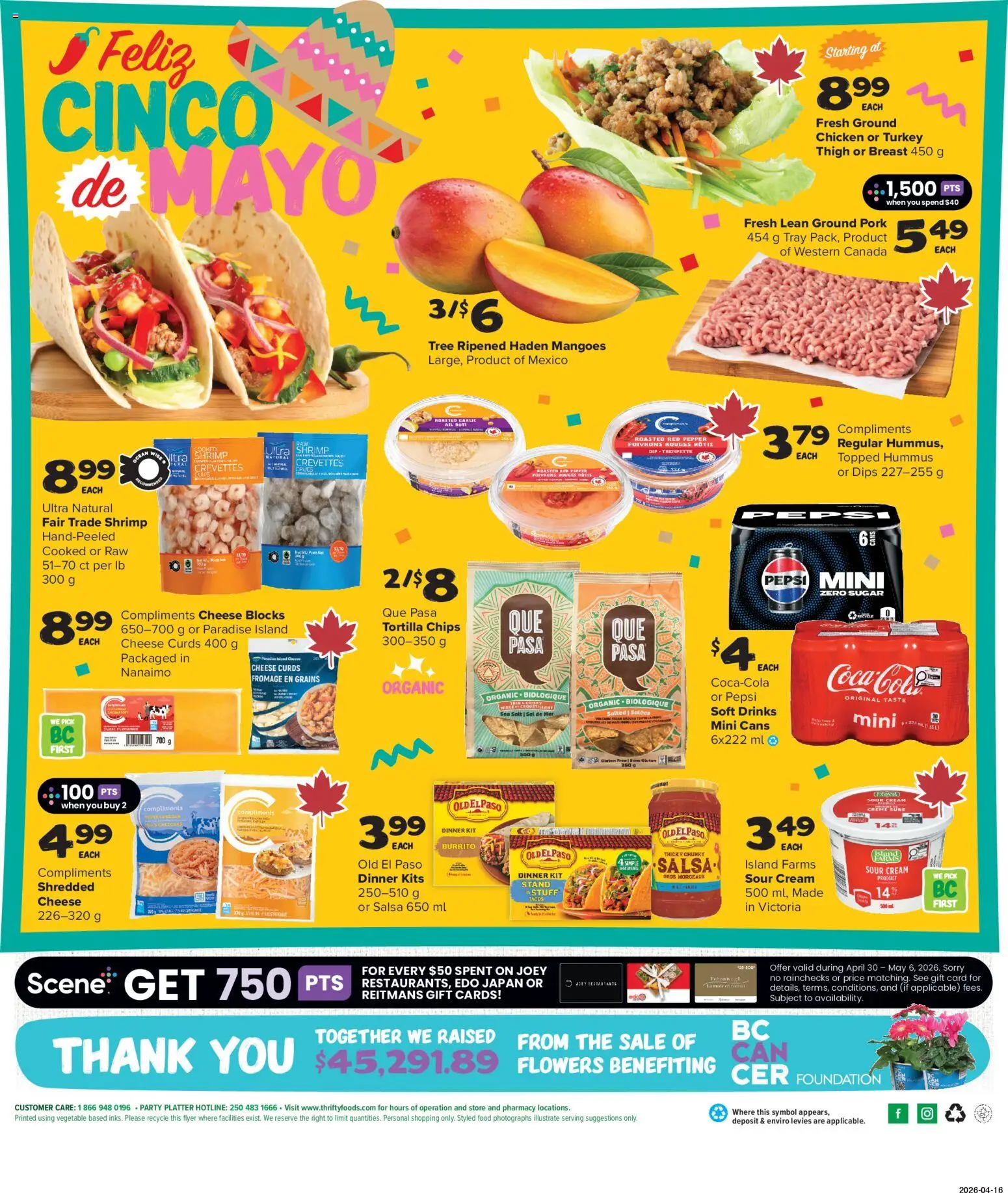 Thrifty Foods flyer valid from 30.04.2026 | Page: 2 | Products: Sour cream, Cream, Turkey, Pork