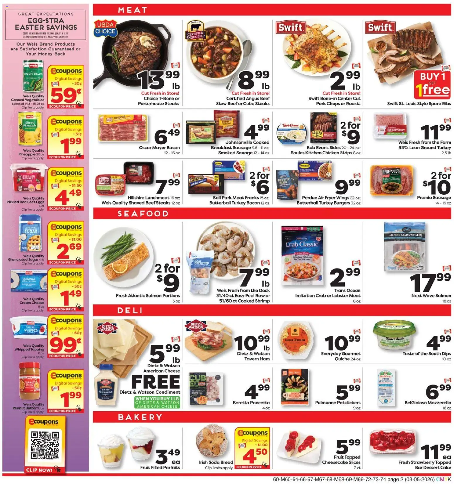 Weis Weekly Circular - PA - valid from 05.03.2026 | Page: 2 | Products: Clip, Bread, Seafood, Cheesecake