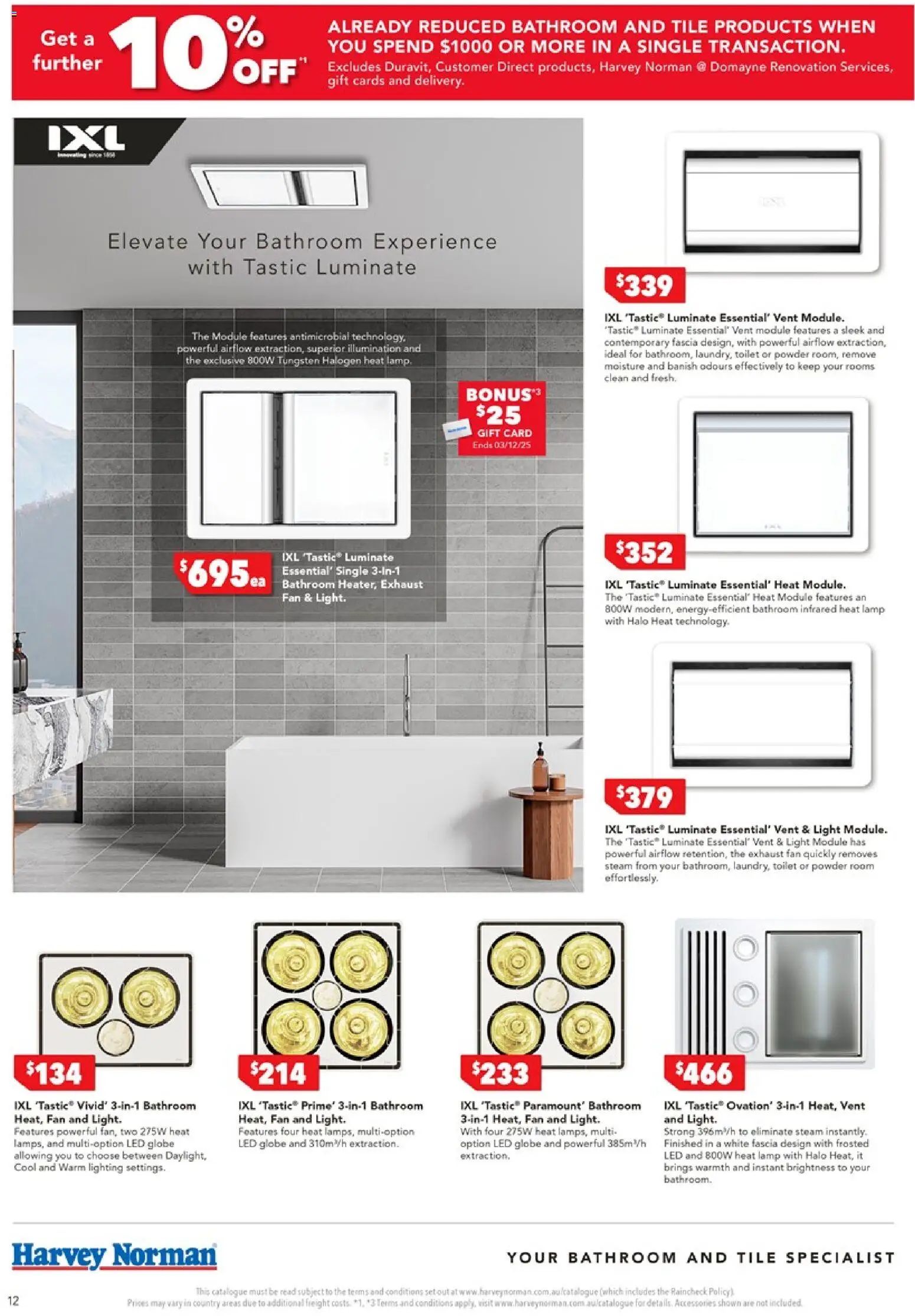 Harvey Norman catalogue - valid from 13.11.2025 | Page: 12 | Products: Toilet, Powder, Fan, Bathroom