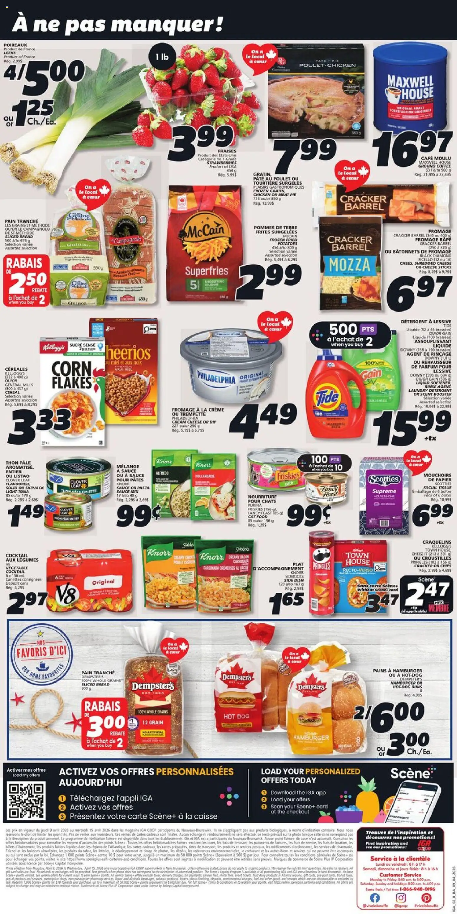 IGA flyer valid from 09.04.2026 | Page: 2 | Products: Chips, Cream, Potatoes, Chicken