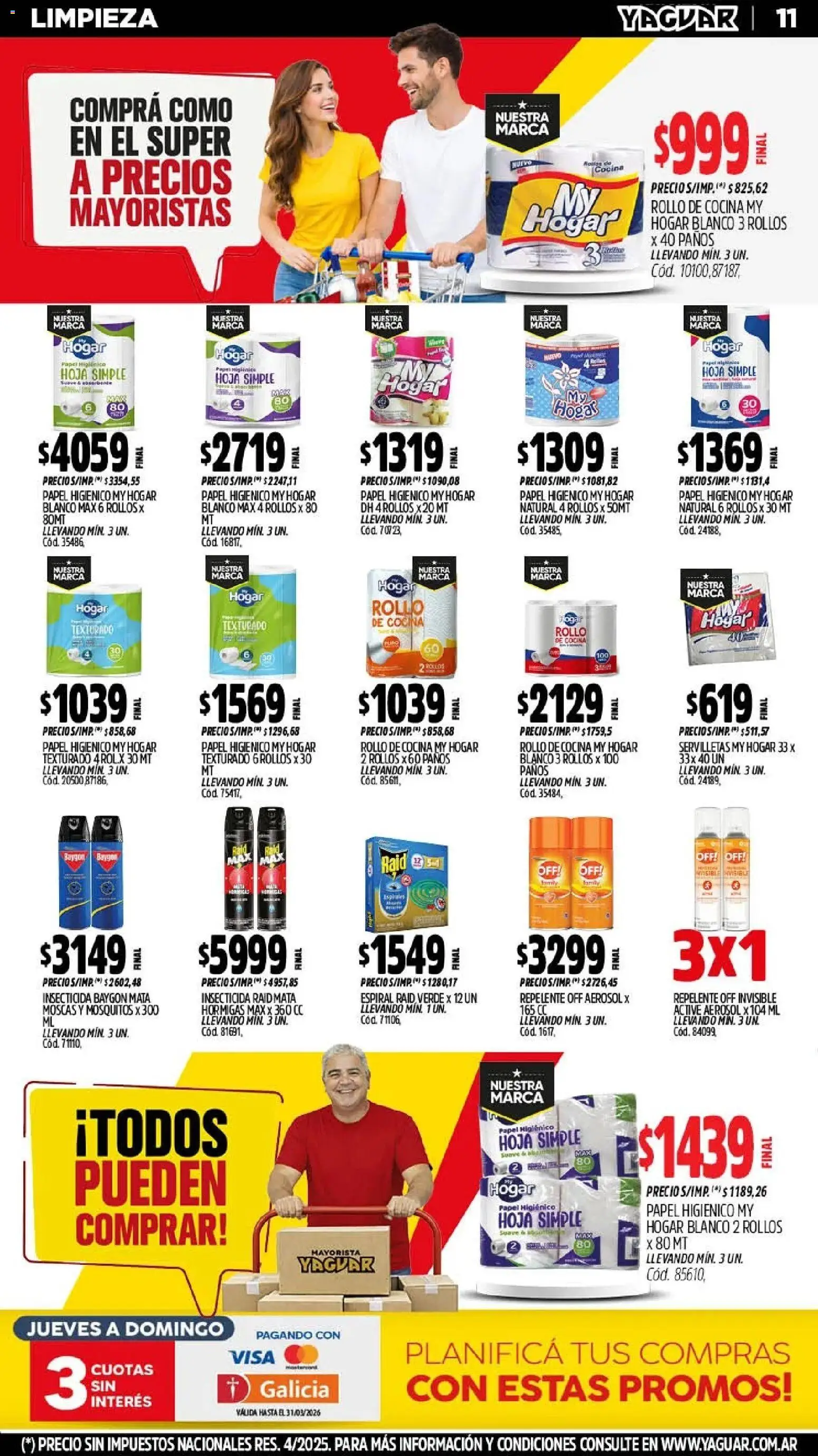 Yaguar - Oferta Semanal Santa Fé │ válido desde el 02.03.2026 | Página: 11 | Productos: Repelente, Papel higiénico, Insecticida, Servilletas