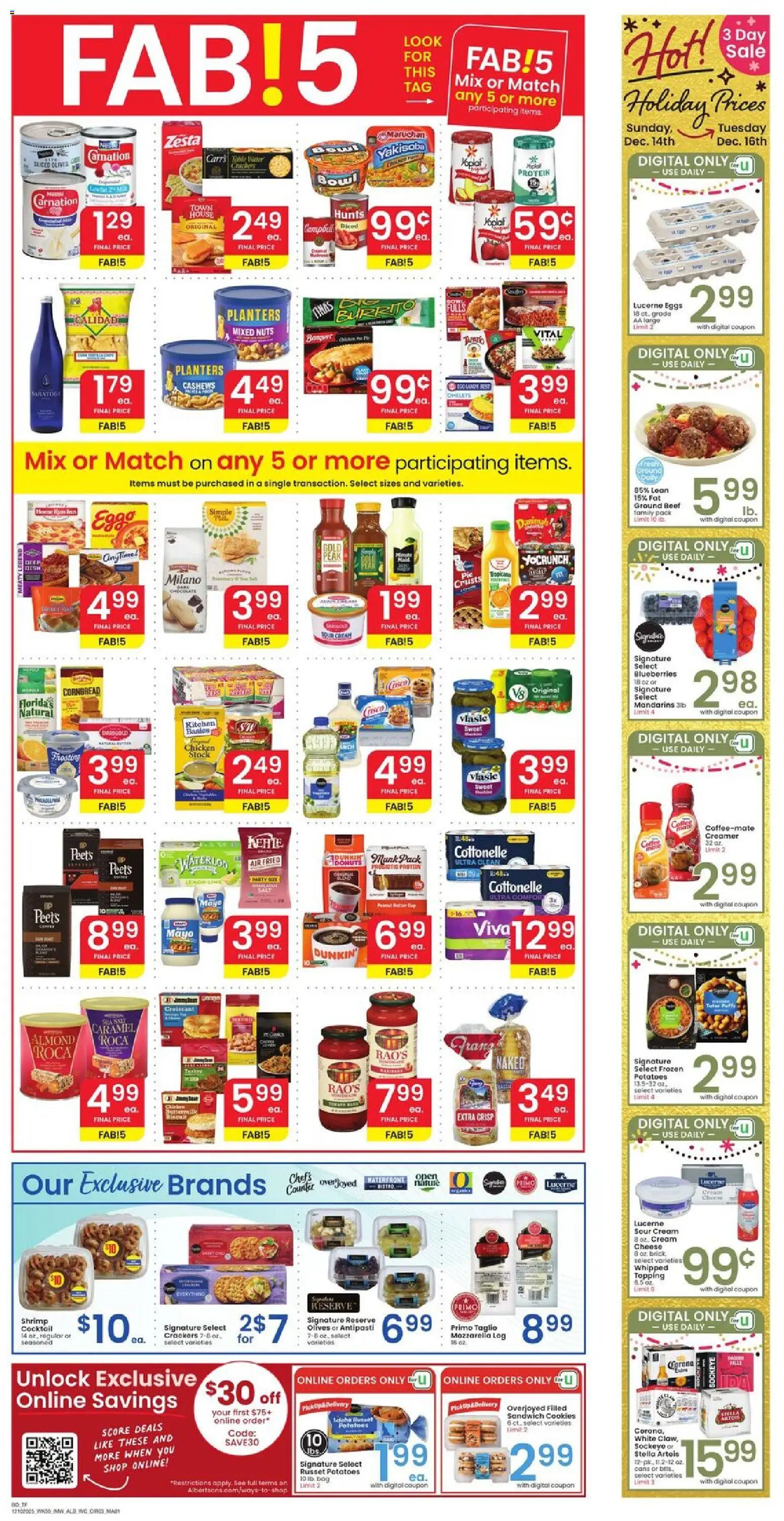 Albertsons Weekly Ad - valid from 10.12.2025 | Page: 2 | Products: Mandarins, Nuts, Potatoes, Water