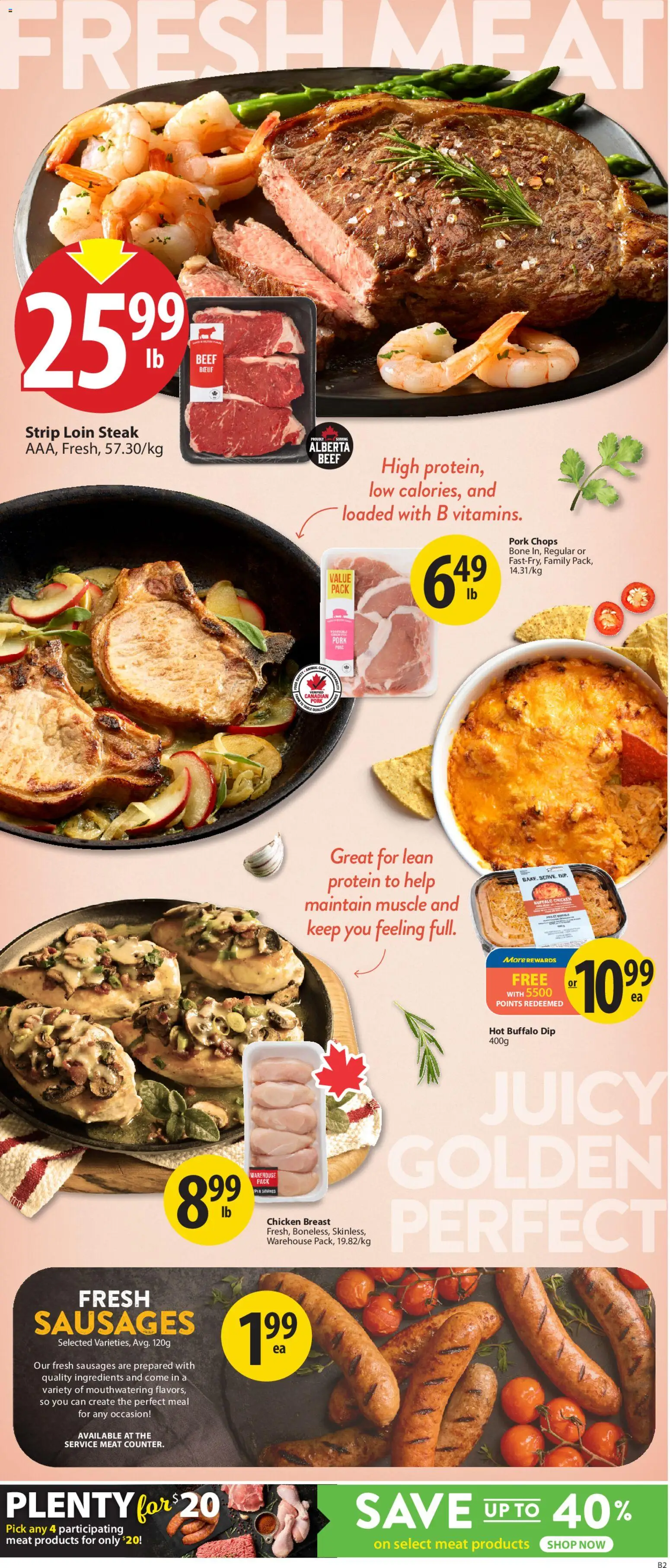 Save on foods flyer valid from 22.01.2026 | Page: 4 | Products: Beef, Table, Chicken, Pork