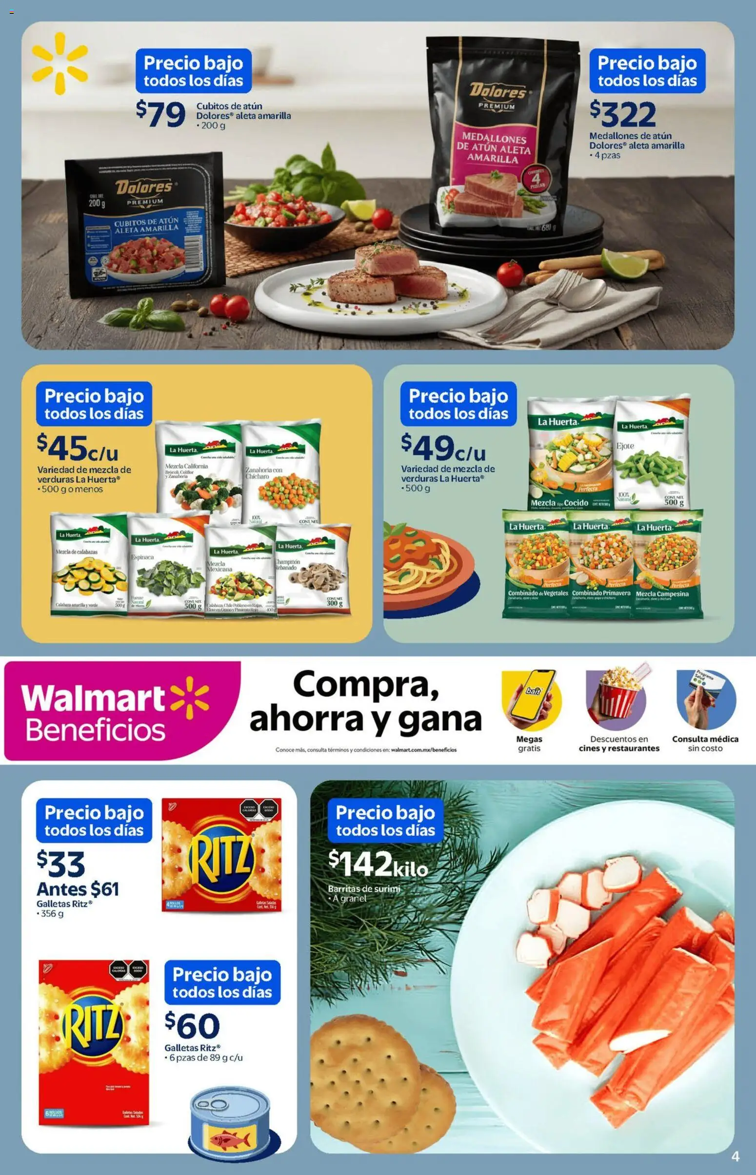 Nuevas ofertas de Walmart válidas en toda la República Mexicana desde el 13.02.2026. ¡Encuentra las mejores ofertas en Walmart catálogo Un mar de sabores a precios bajos! | Página: 4 | Productos: Coliflor, Espinaca, Galletas, Zanahoria
