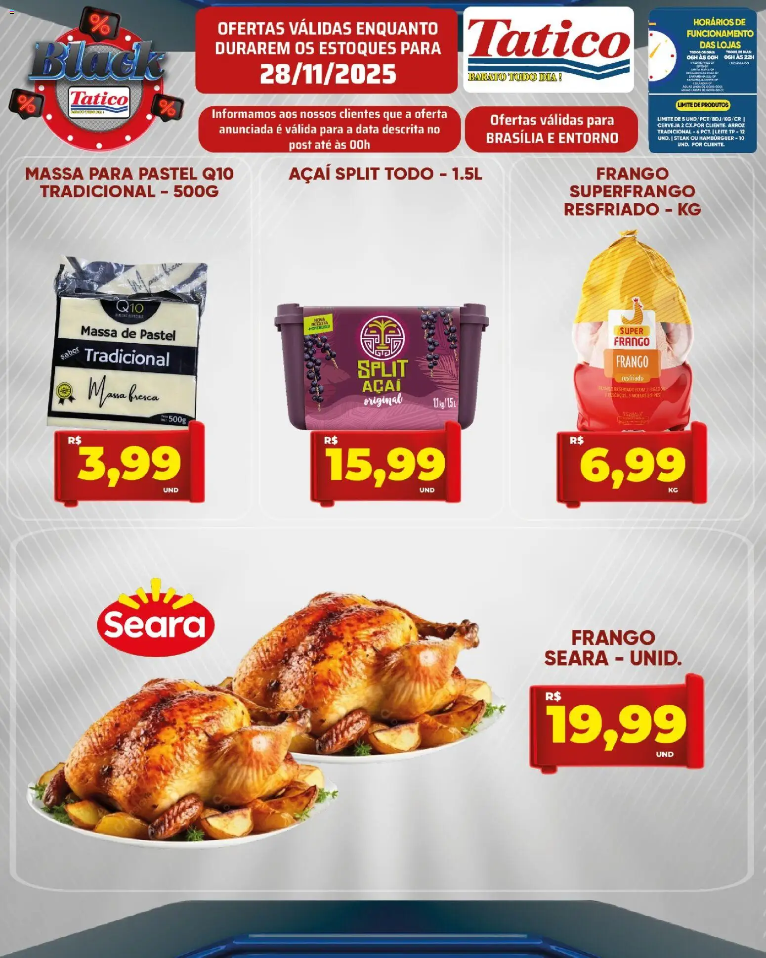 Tatico Folheto - válido de 28.11.2025 | Página: 9 | Produtos: Leite, Cerveja, Massa de pastel, Açaí