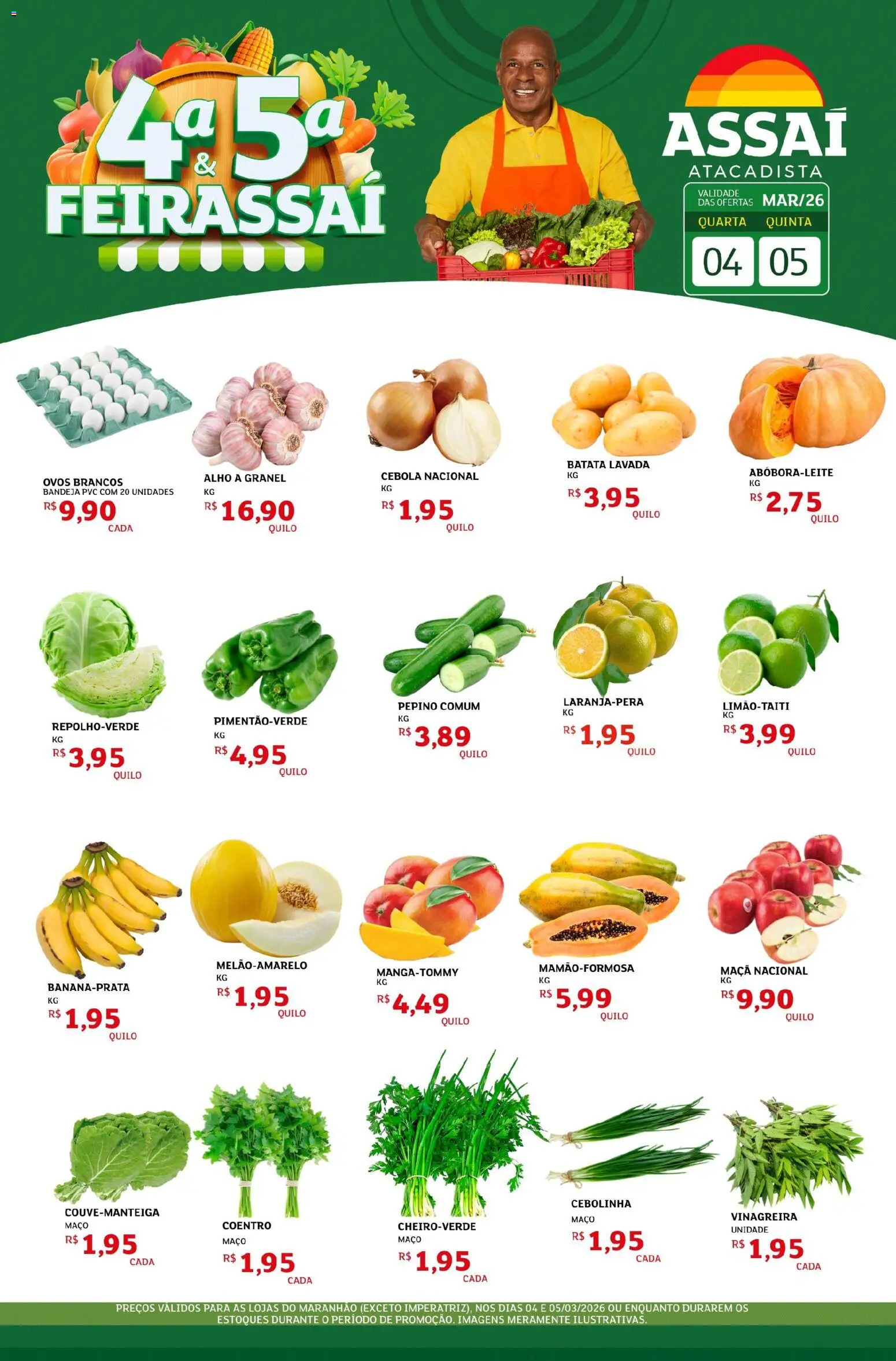 Assaí Atacadista Folheto - válido de 04.03.2026 | Página: 1 | Produtos: Cebola, Ovos, Bandeja, Batata