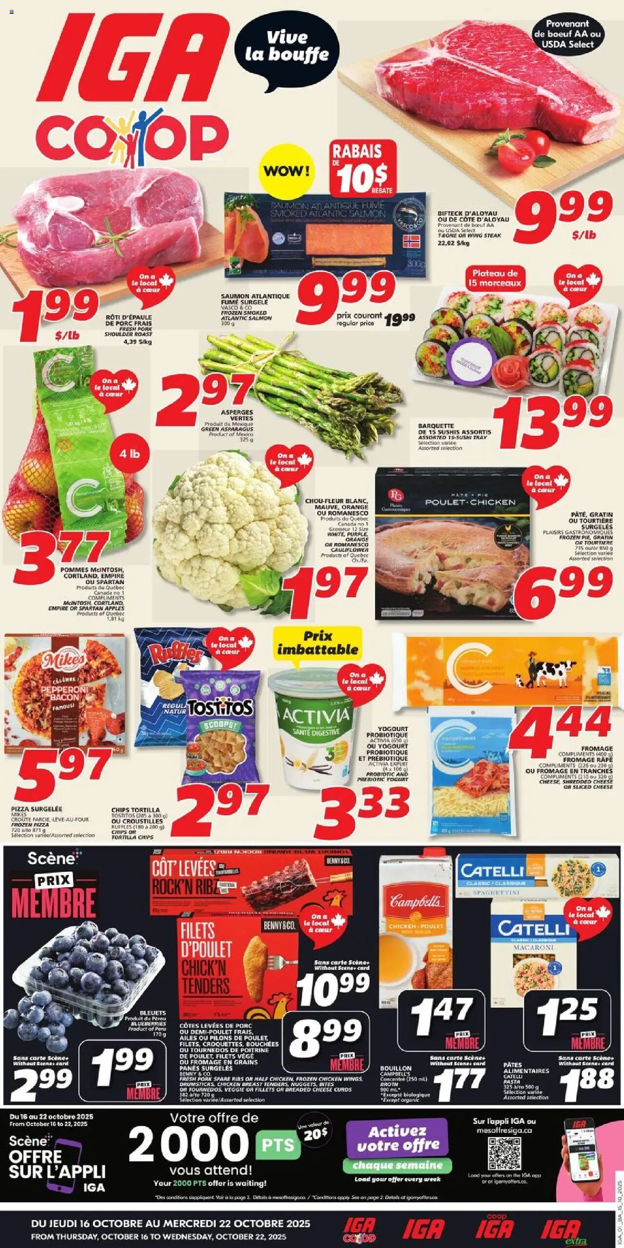 IGA flyer valid from 16.10.2025 | Page: 1 | Products: Pasta, Cheese, Yogurt, Pork