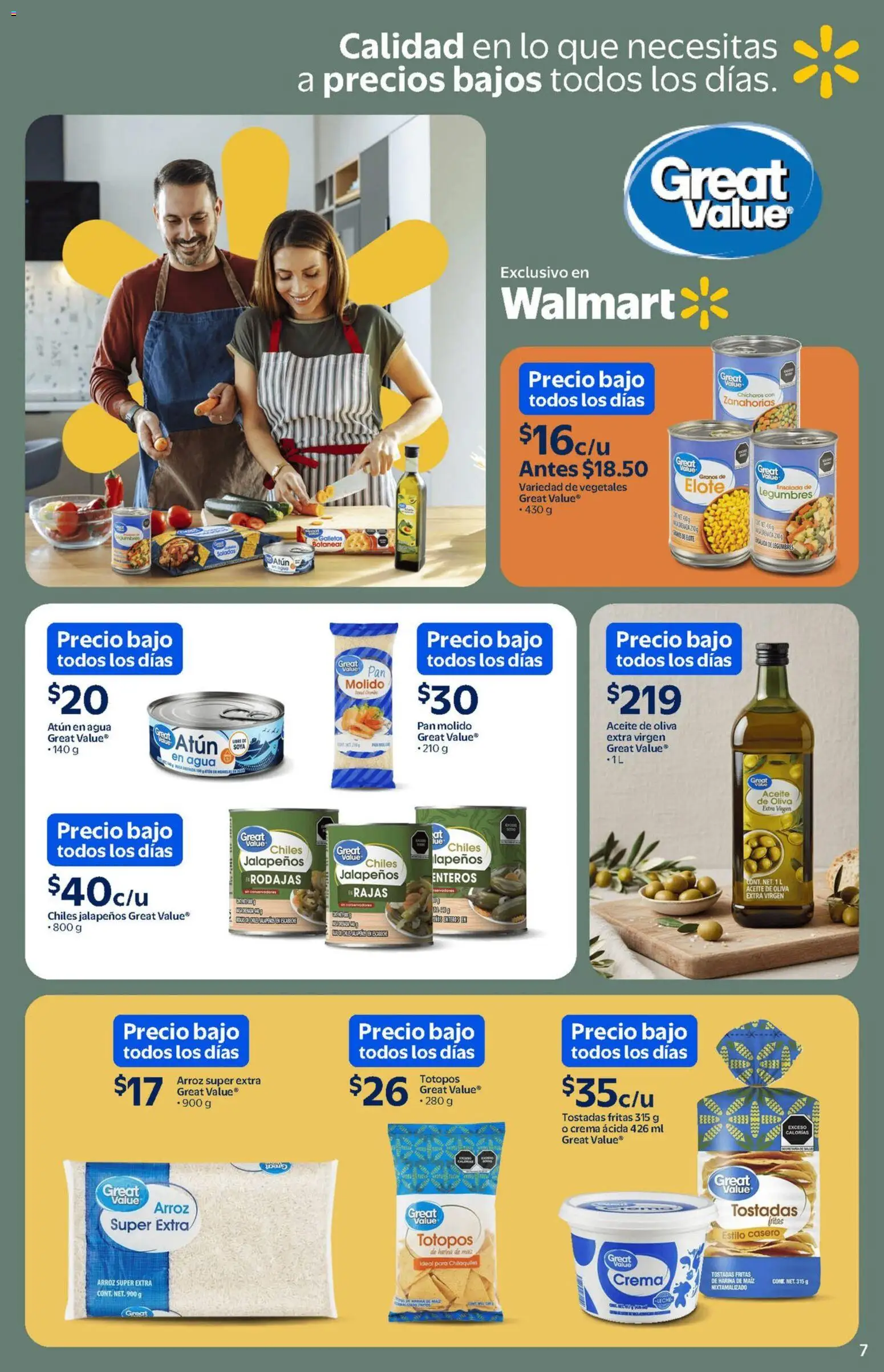 Nuevas ofertas de Walmart válidas en toda la República Mexicana desde el 13.02.2026. ¡Encuentra las mejores ofertas en Walmart catálogo Un mar de sabores a precios bajos! | Página: 7 | Productos: Aceite, Pan, Arroz, Ensalada