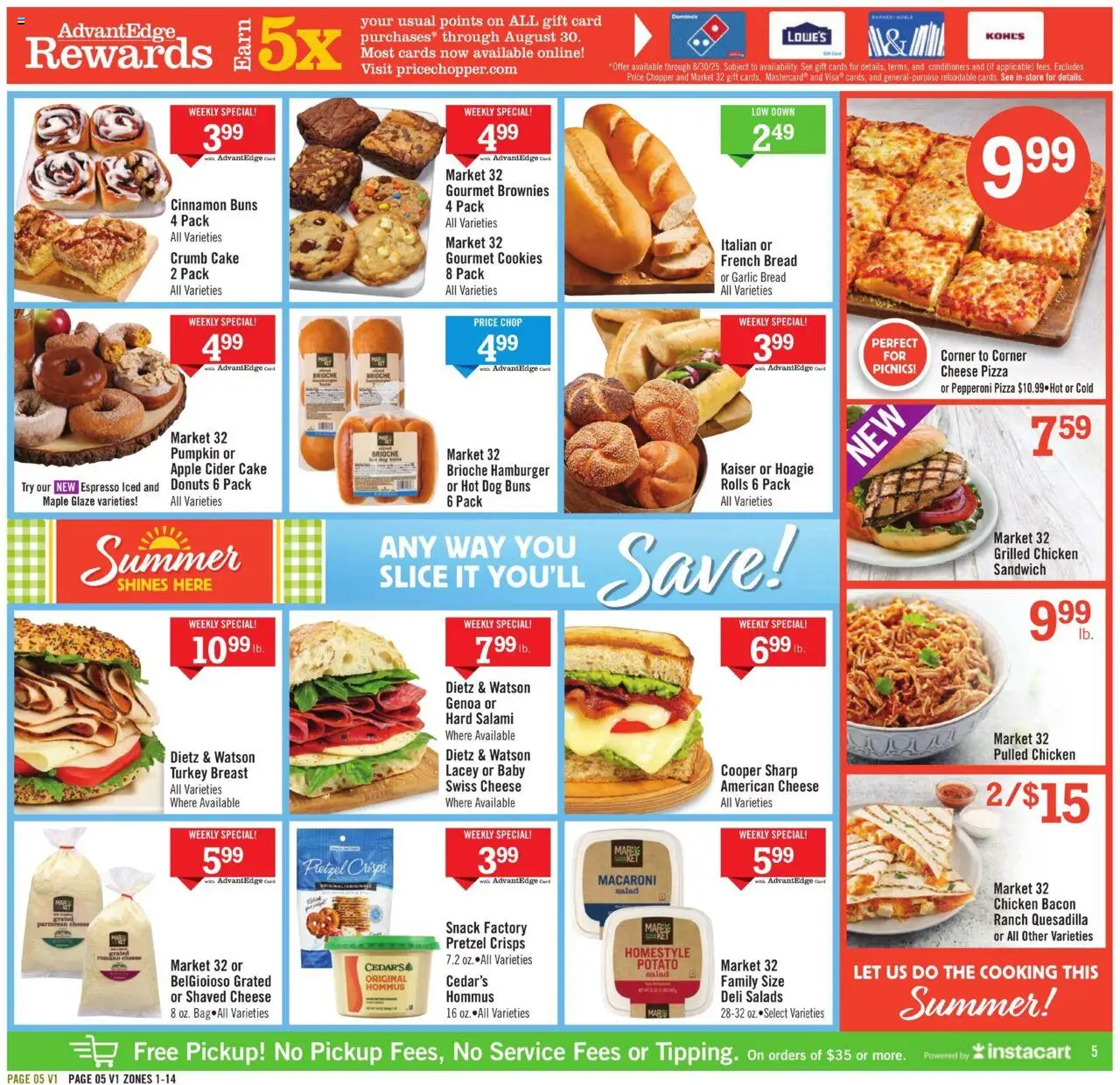 Price Chopper Weekly Ad - valid from 17.08.2025 | Page: 5 | Products: Cider, Bread, Salami, Pizza
