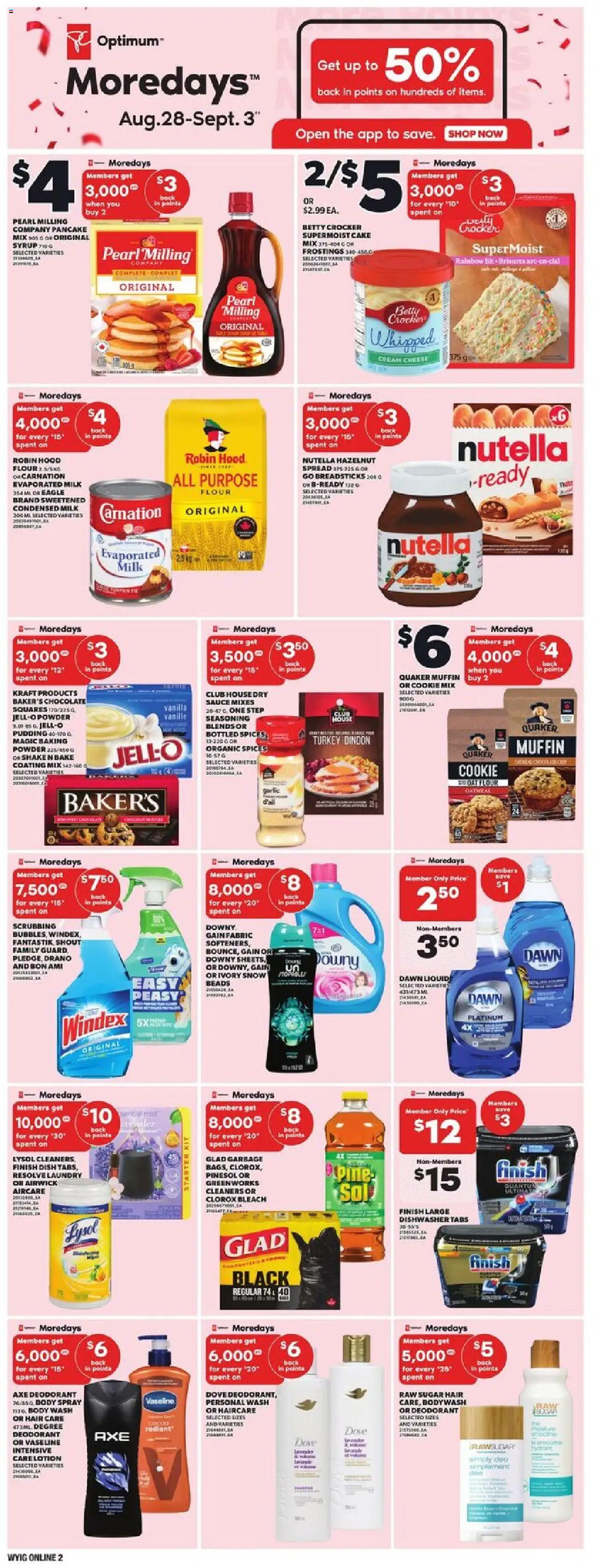 Loblaws flyer valid from 28.08.2025 | Page: 8 | Products: Cream, Powder, Deodorant, Milk