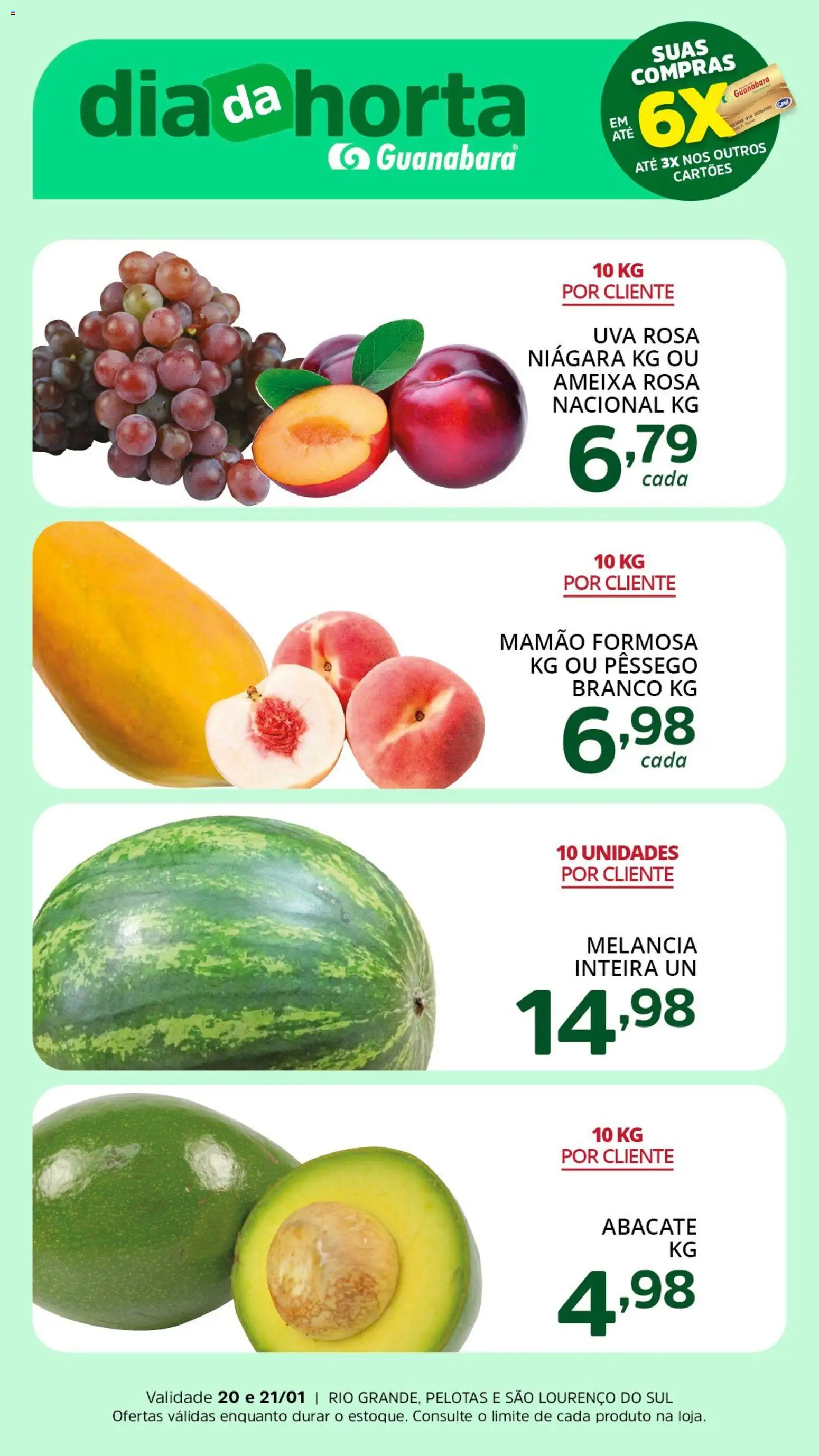 Supermercado Guanabara Folheto - válido de 20.01.2026 | Página: 2 | Produtos: Melancia, Pêssego, Mamão, Ameixa