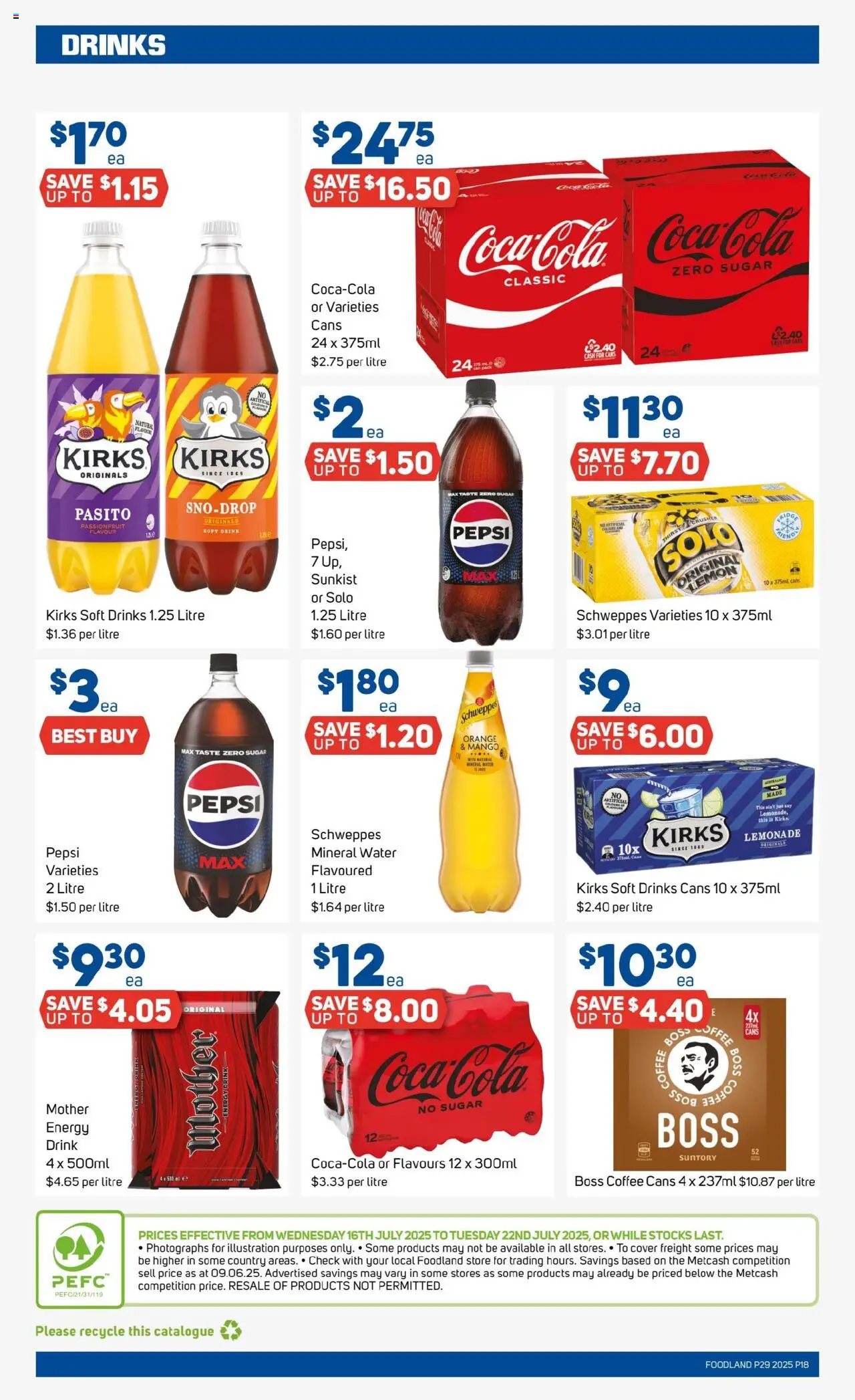 Foodland catalogue - valid from 16.07.2025 | Page: 18 | Products: Pepsi, Water, Sugar, Soft drinks