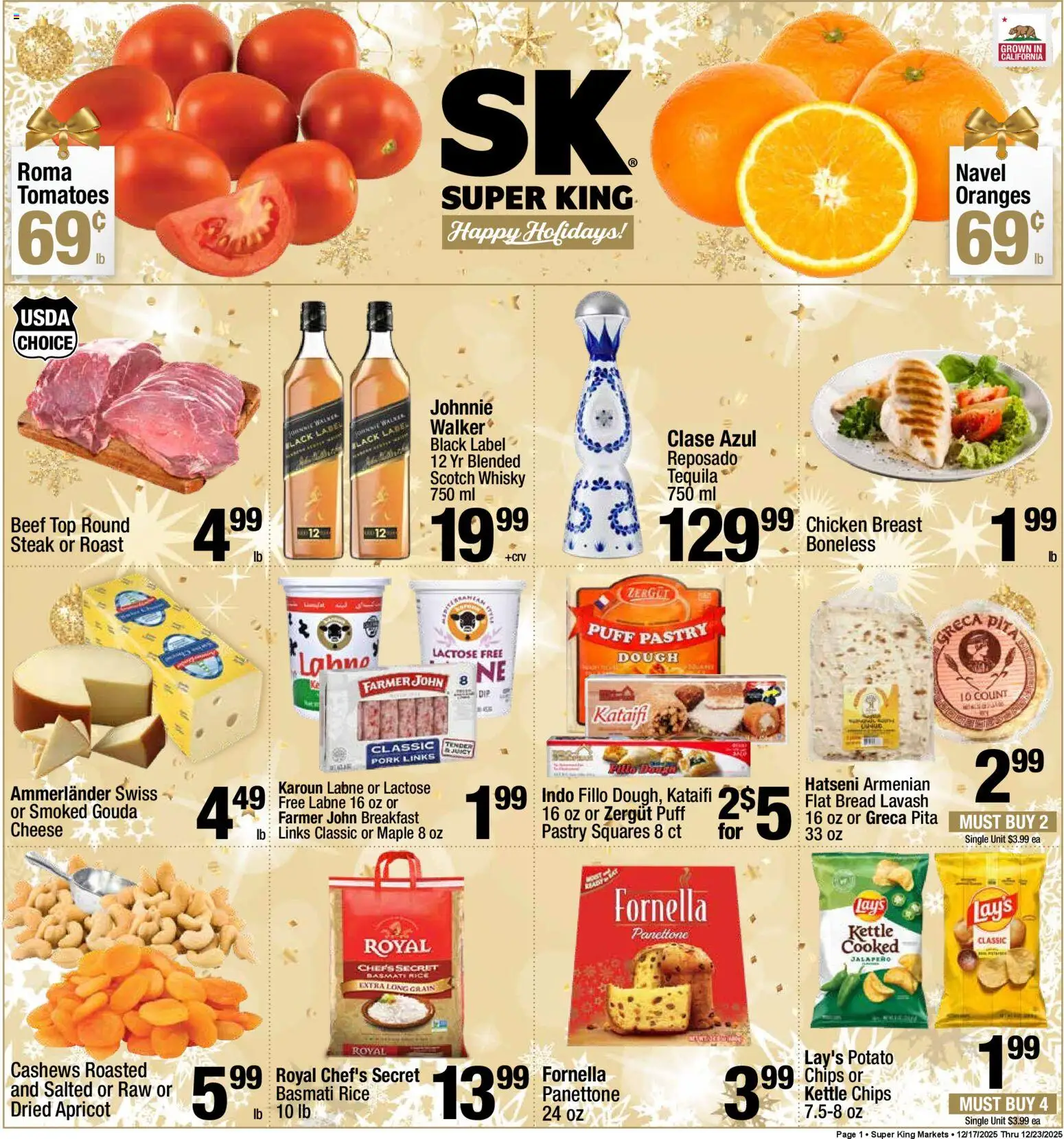 Super King Weekly Ad - valid from 17.12.2025 | Page: 1 | Products: Oranges, Rice, Puff Pastry, Kettle