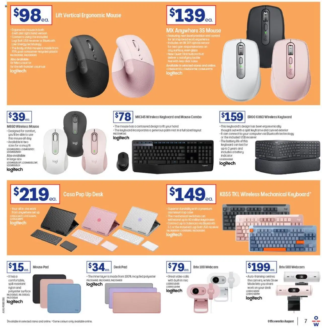 Officeworks catalogue - valid from 07.08.2025 | Page: 7 | Products: Battery, Computer, Keyboard, Webcam