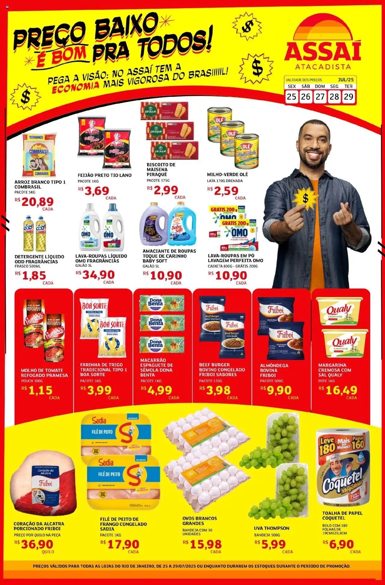 Assaí Atacadista Folheto - válido de 25.07.2025 | Página: 1 | Produtos: Biscoito, Alcatra, Queijo, Macarrão