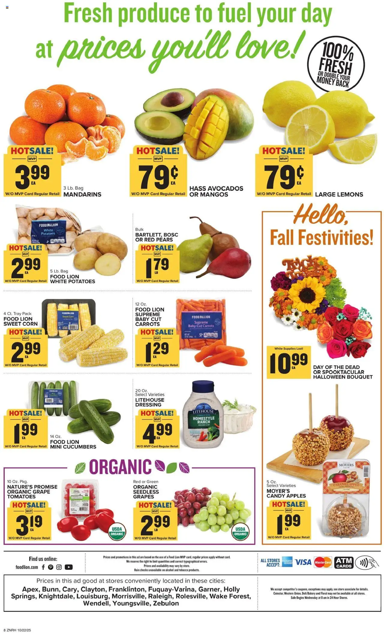 Food Lion Weekly Ad - valid from 22.10.2025 | Page: 13 | Products: Mandarins, Cucumbers, Grapes, Bag