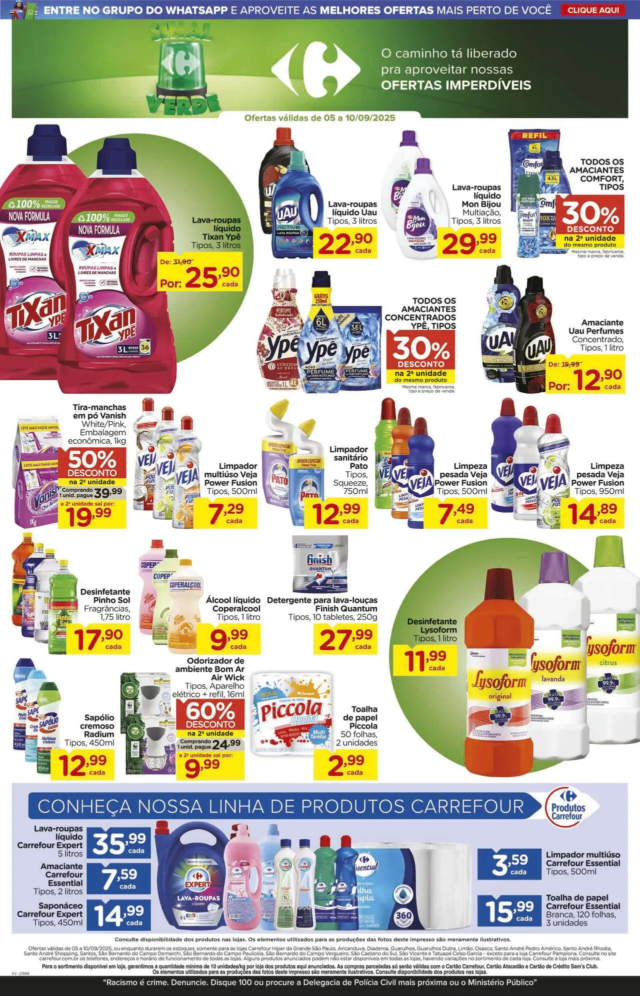 Carrefour Folheto - válido de 05.09.2025 | Página: 12 | Produtos: Limpador multiuso, Perfumes, Amaciante, Desinfetante