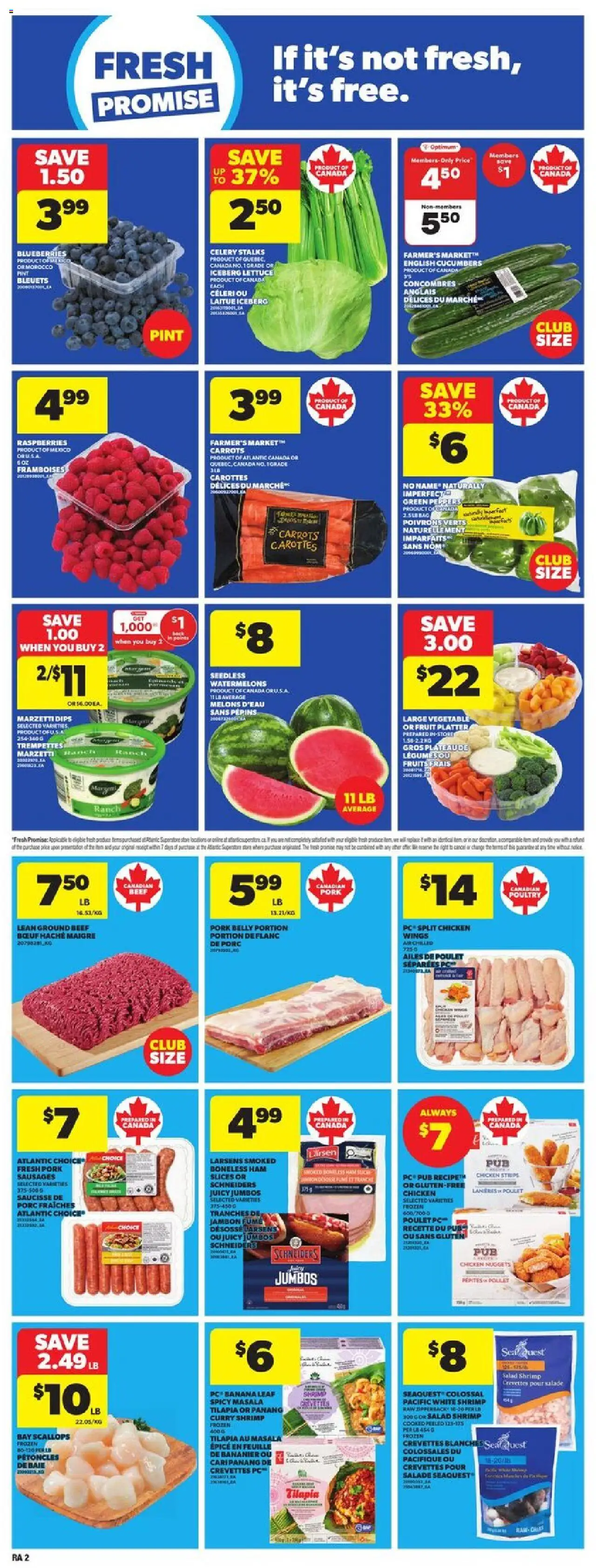 Atlantic Superstore flyer valid from 31.07.2025 | Page: 5 | Products: Cucumbers, Ham, Chicken, Pork