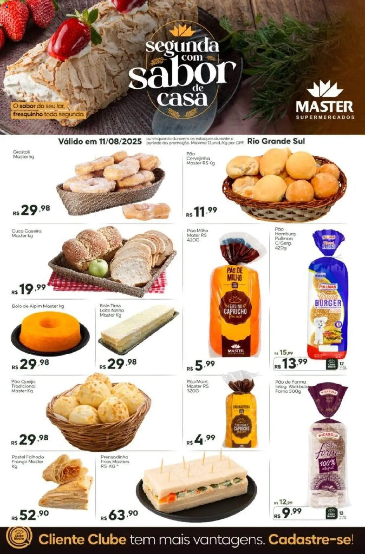 Master Folheto - válido de 11.08.2025 | Página: 1 | Produtos: Forno, Aipim, Pão, Frango