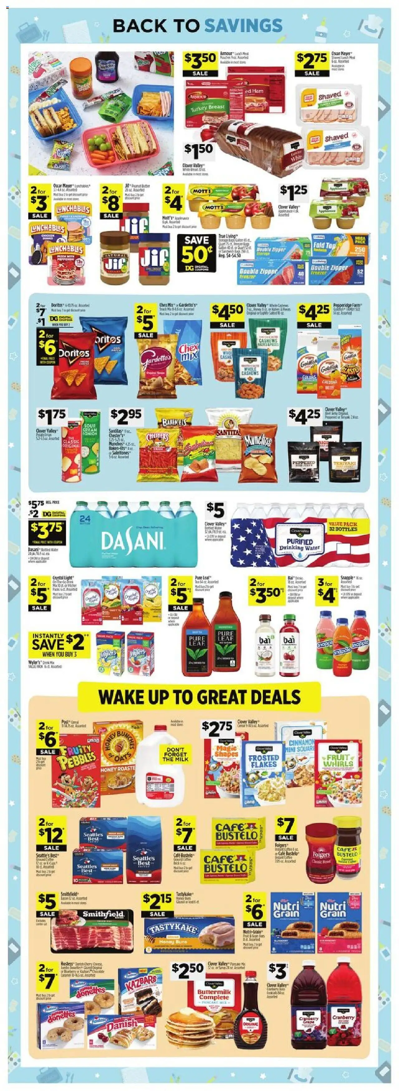 Dollar General Weekly Ad - valid from 17.08.2025 | Page: 4 | Products: Milk, Chocolate, Pizza, Freezer