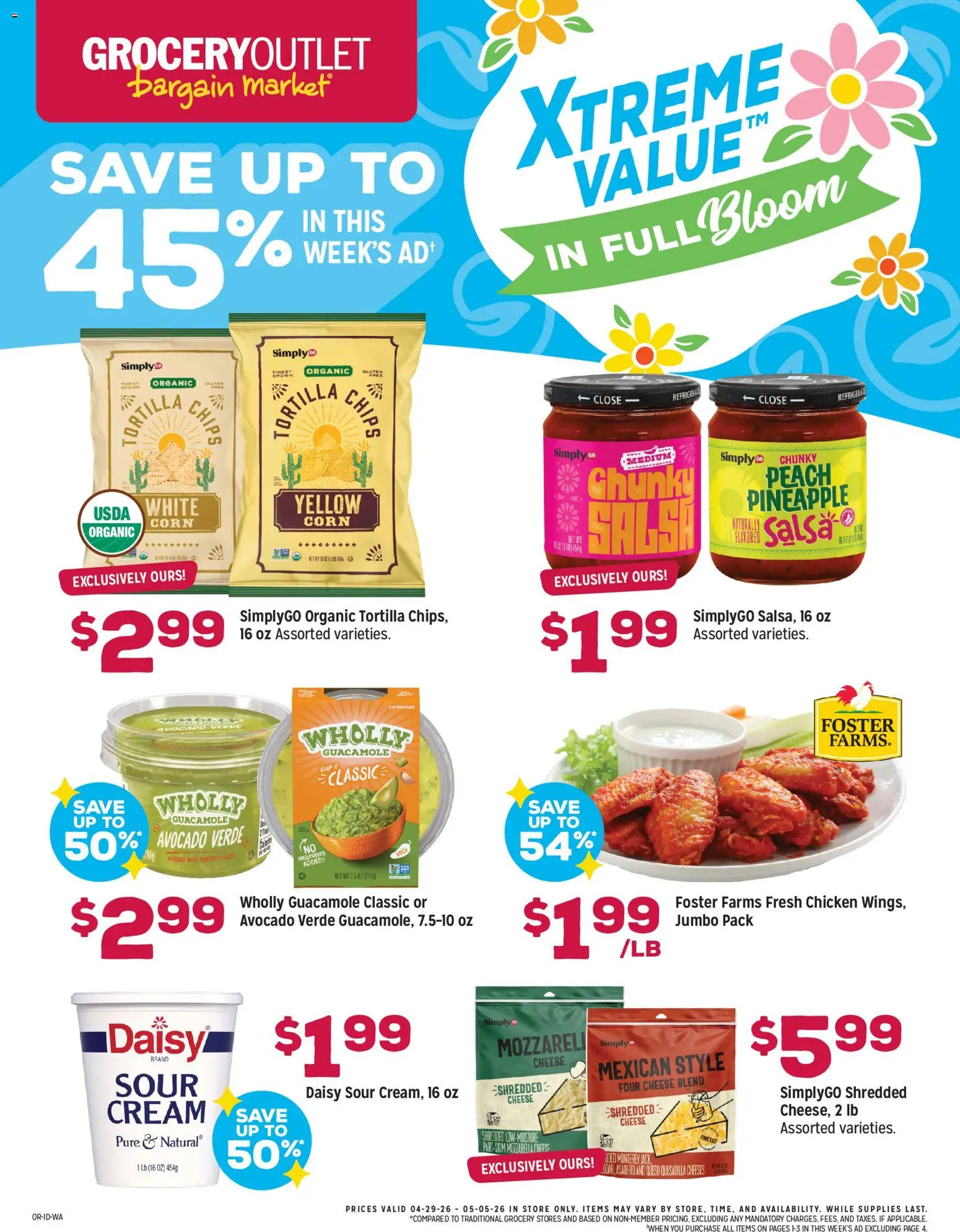 Grocery Outlet Weekly Ad - valid from 29.04.2026 | Page: 1 | Products: Corn, Pineapple, Avocado, Peach