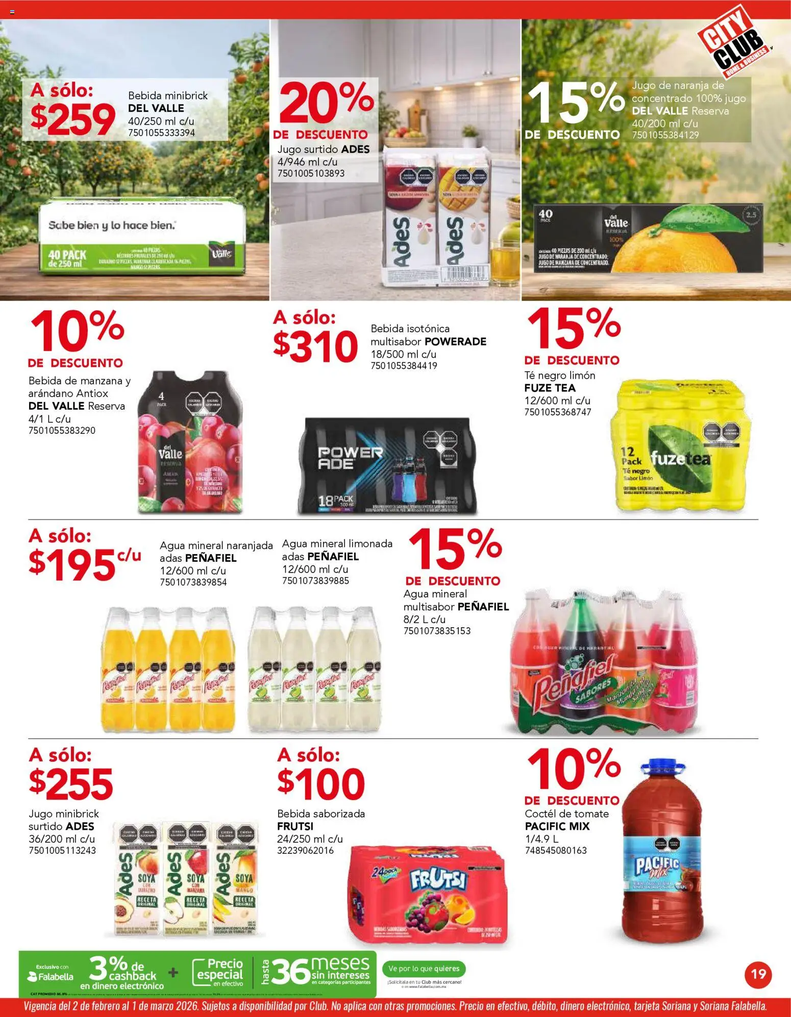 Nuevas ofertas de City Club válidas en toda la República Mexicana desde el 02.02.2026. ¡Encuentra las mejores ofertas en City Club catálogo! | Página: 19 | Productos: Manzana, Agua, Limón, Té