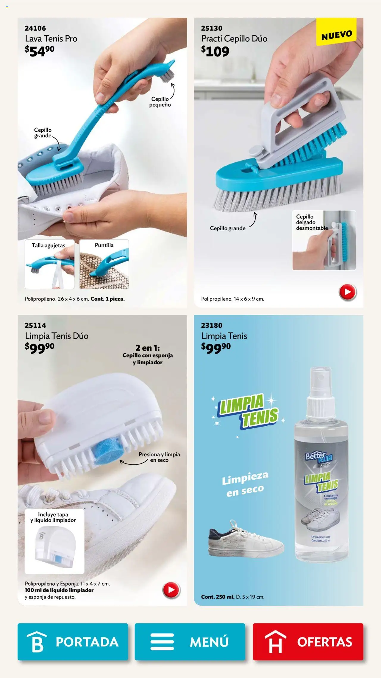 Nuevas ofertas de Betterware válidas en toda la República Mexicana desde el 01.09.2025. ¡Encuentra las mejores ofertas en Betterware - Campaña 9 2025! | Página: 89 | Productos: Tenis, Cepillo, Esponja, Limpiador