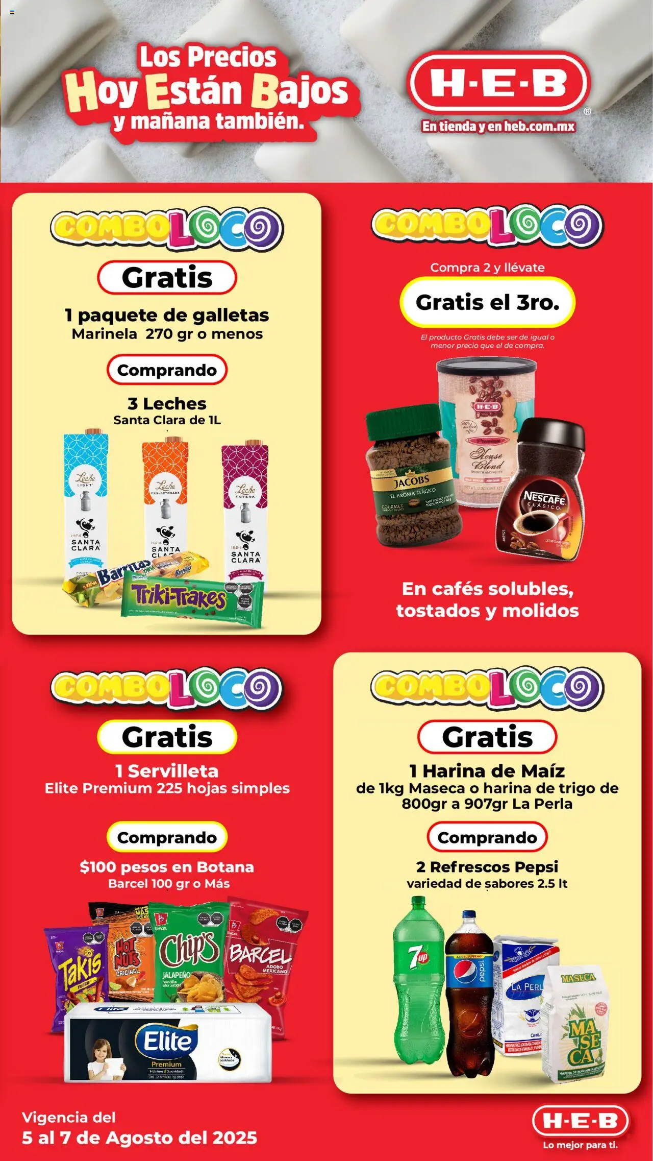 Nuevas ofertas de H-E-B válidas en toda la República Mexicana desde el 05.08.2025. ¡Encuentra las mejores ofertas en H-E-B folleto! | Página: 5 | Productos: Maíz, Harina, Leche, Galletas