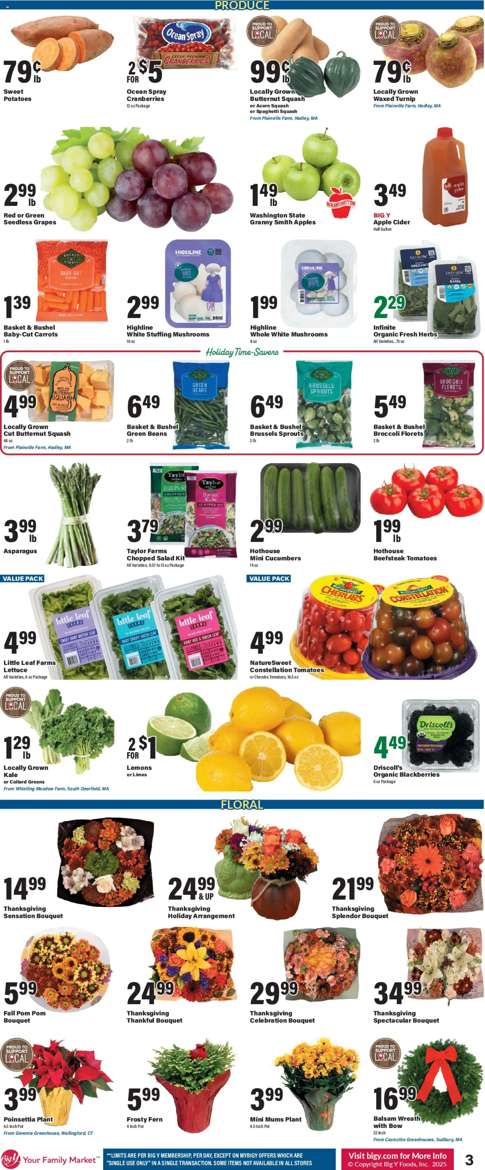 Big Y Weekly Ad - valid from 20.11.2025 | Page: 5 | Products: Lettuce, Asparagus, Brussels Sprouts, Potatoes
