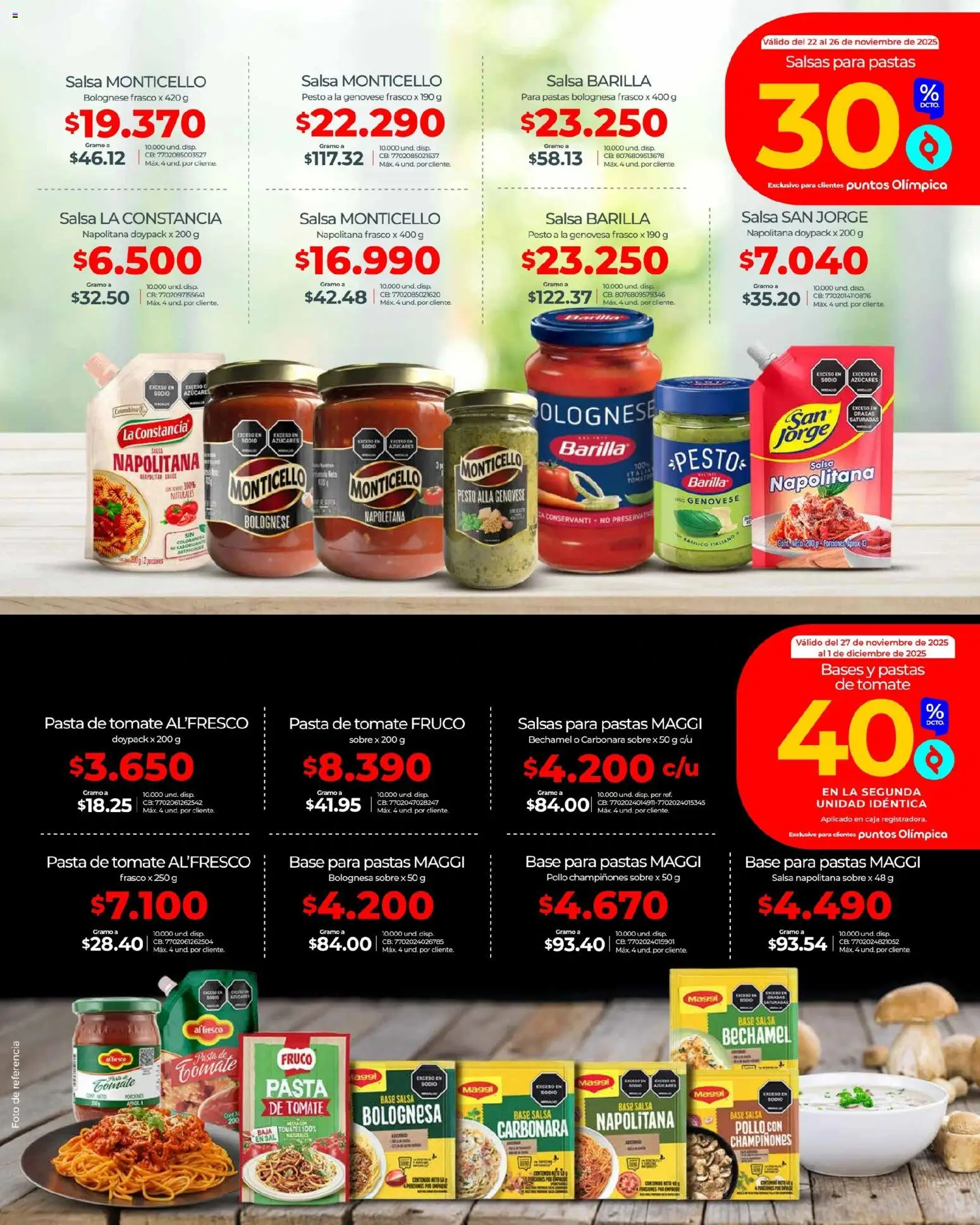 Olímpica revista - valida desde el 22.11.2025 | Página: 8 | Productos: Mermelada, Sal, Sobre, Tomate