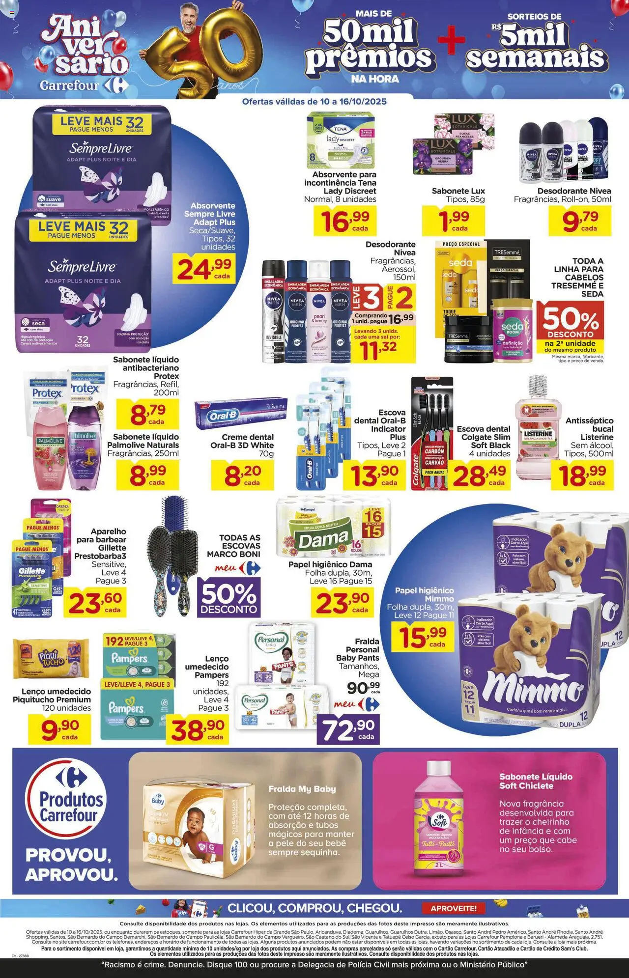 Carrefour Folheto - válido de 10.10.2025 | Página: 12 | Produtos: Pampers, Fragrância, Lenço umedecido, Sempre Livre