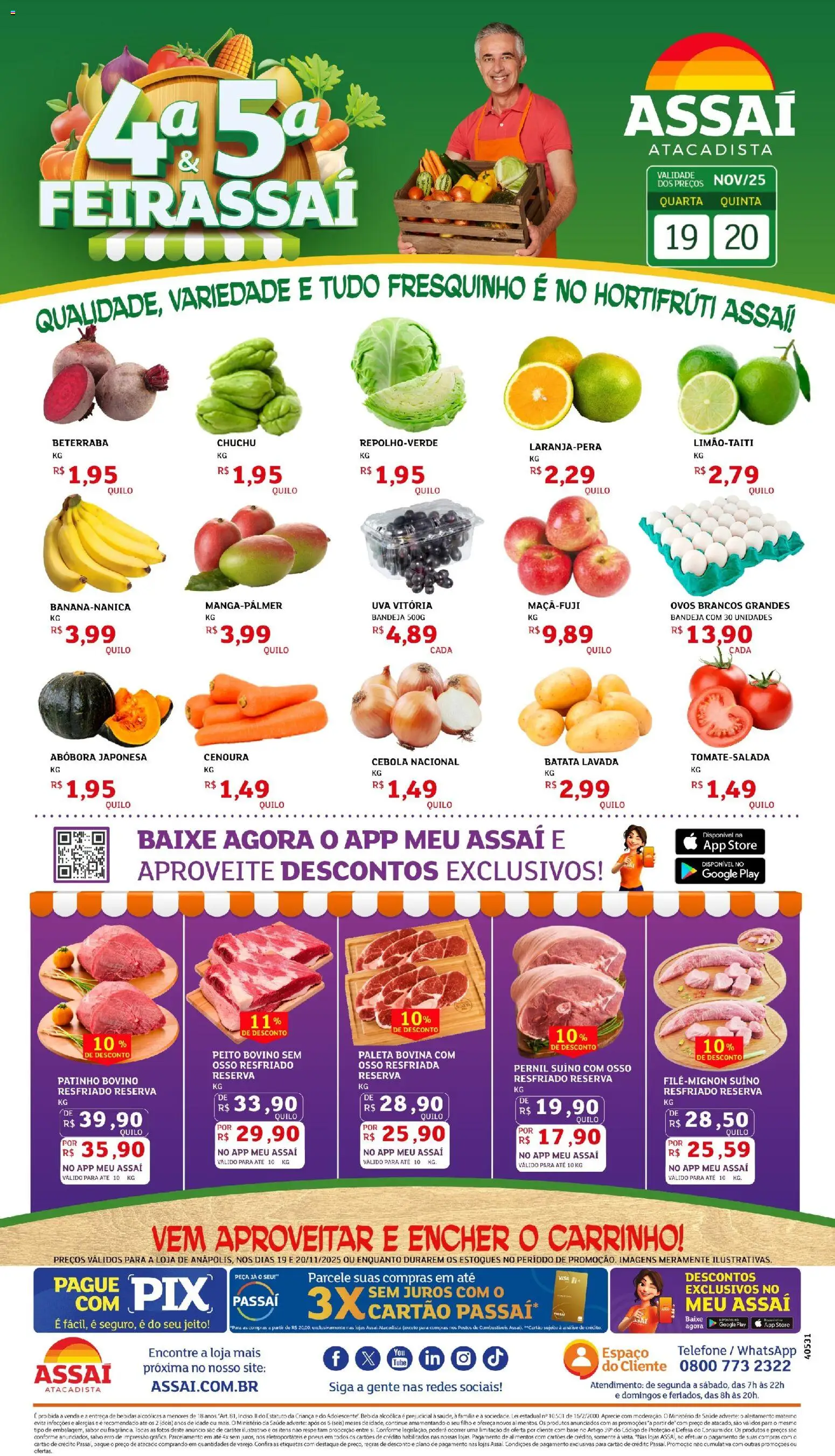 Assaí Atacadista Folheto - válido de 19.11.2025 | Página: 1 | Produtos: Beterraba, Cebola, Carrinho, Base