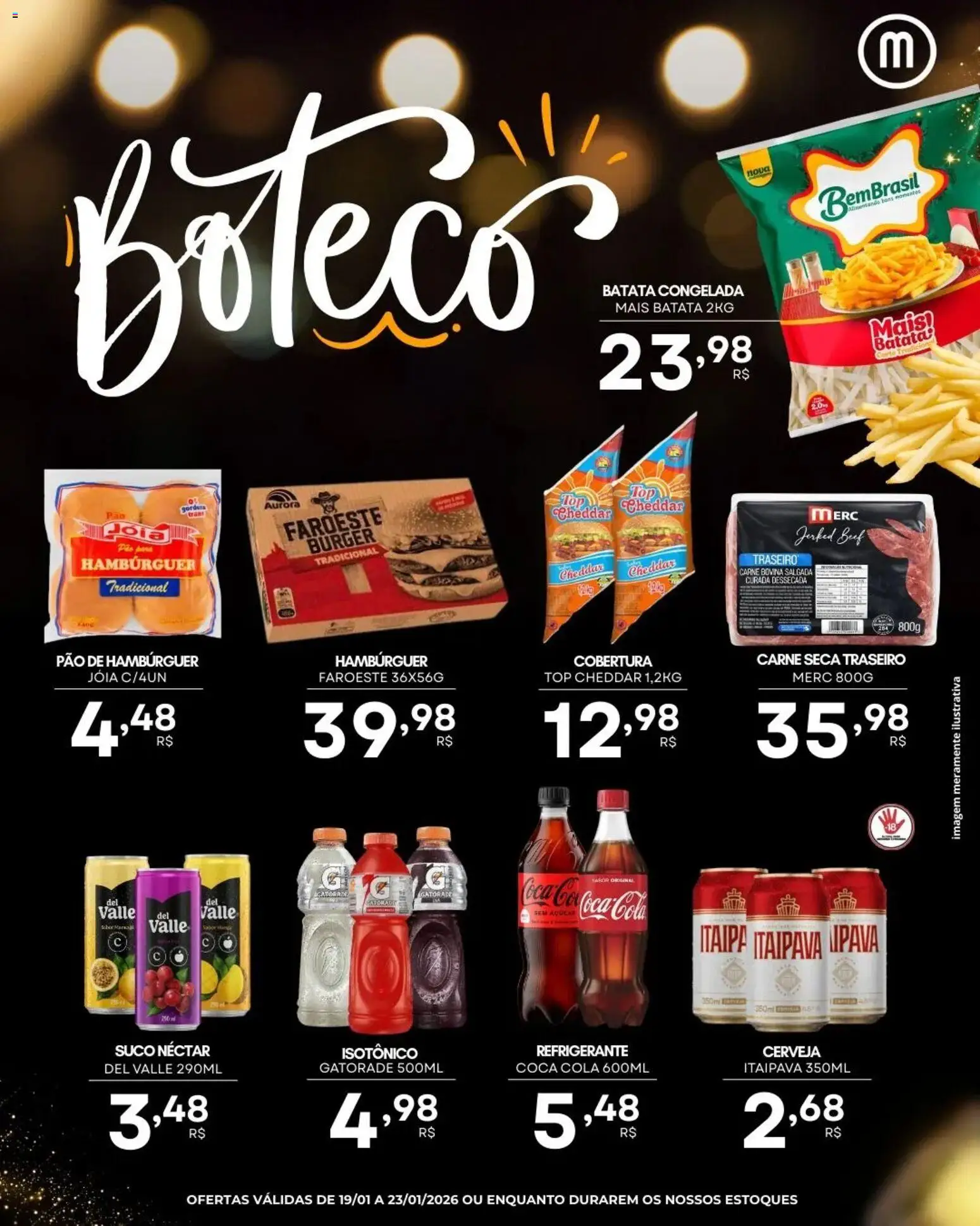 Mercadão Atacadista Folheto - válido de 19.01.2026 | Página: 4 | Produtos: Pão, Suco, Hambúrguer, Isotônico